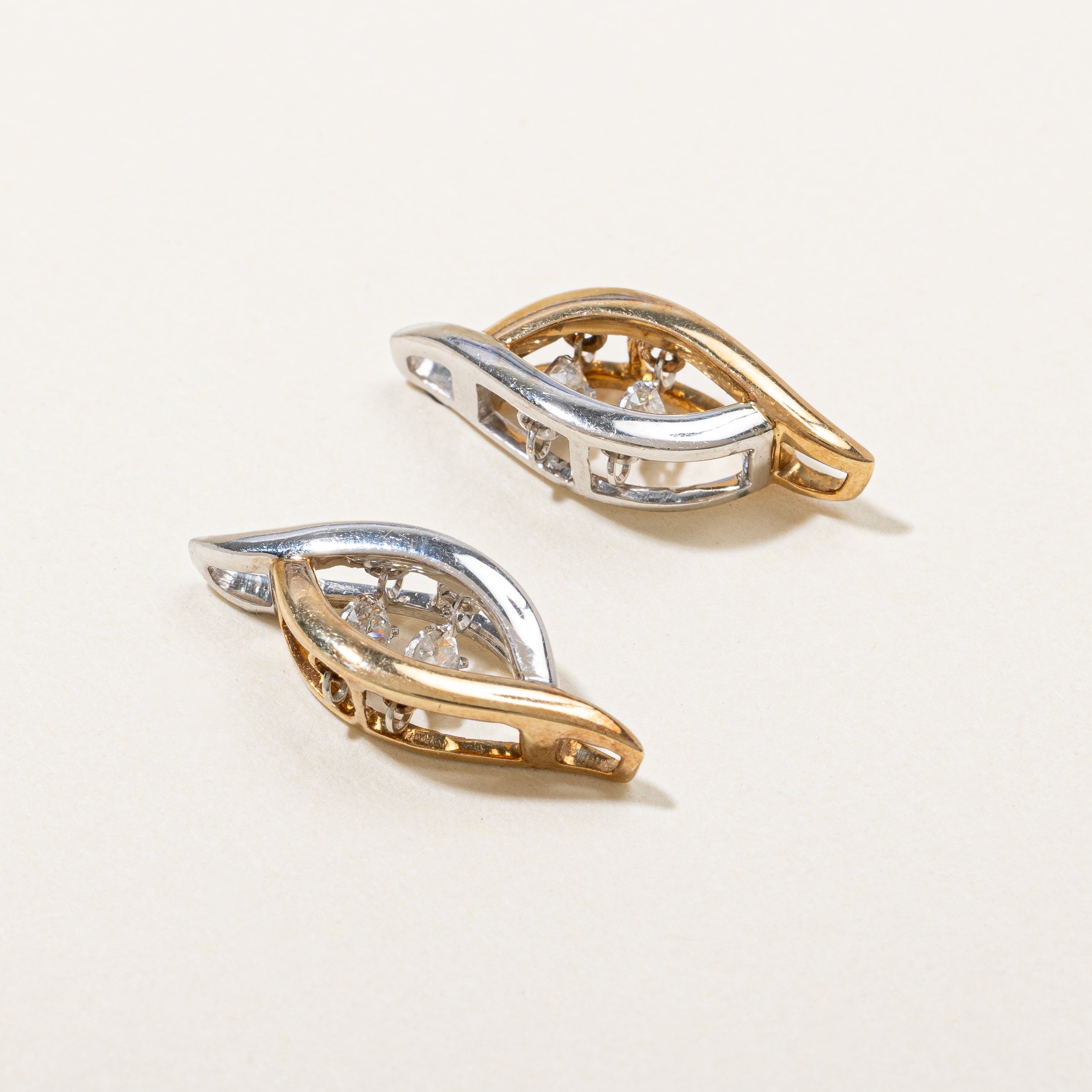 Two Tone Gold Diamond Earrings | 0.20ctw |
