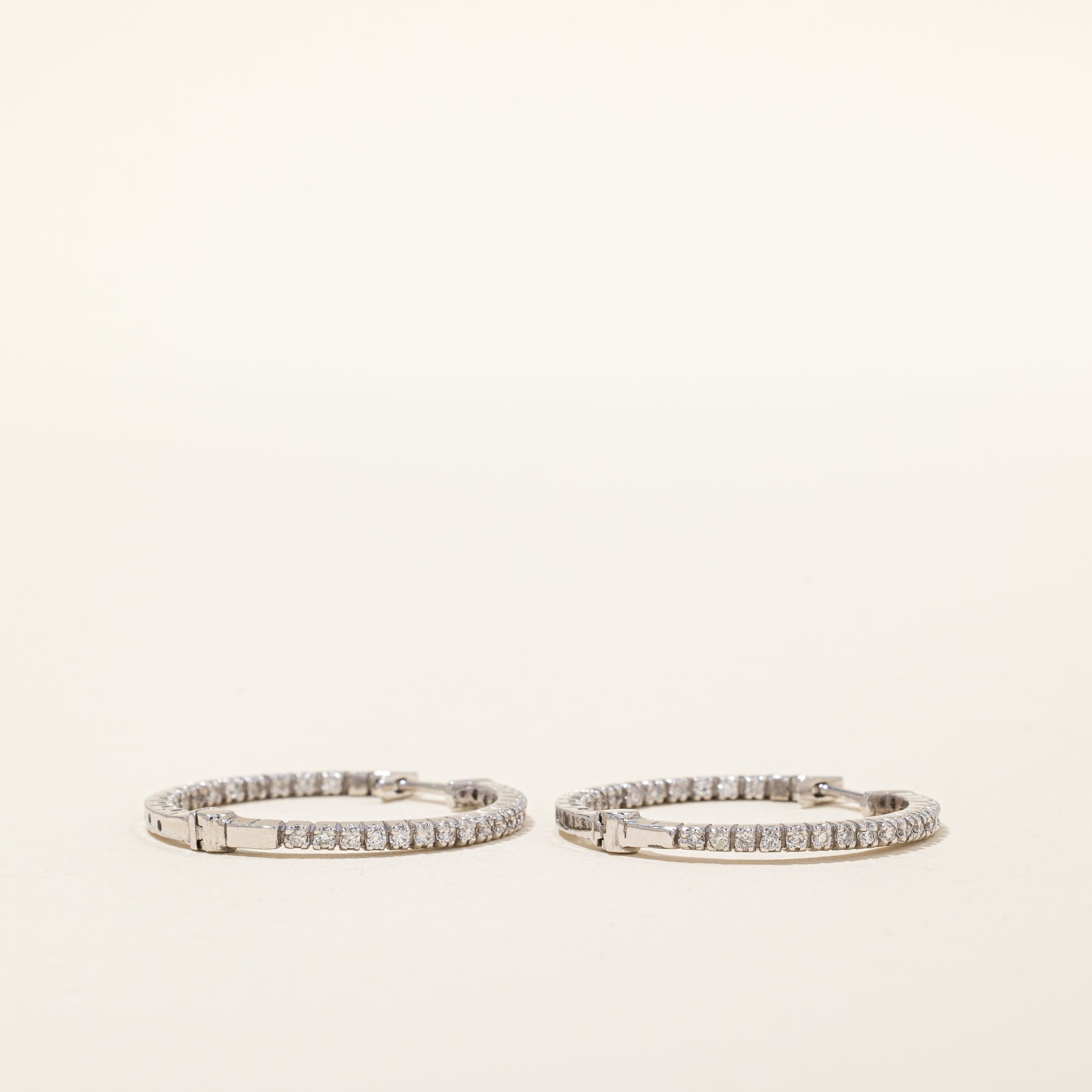 10k White Gold Diamond Hoop Earrings | 0.30ctw |