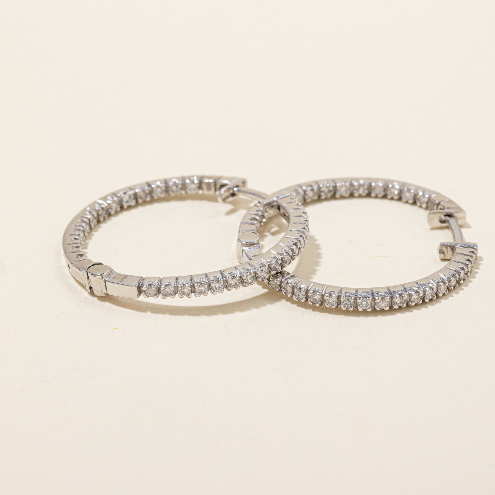 10k White Gold Diamond Hoop Earrings | 0.30ctw |