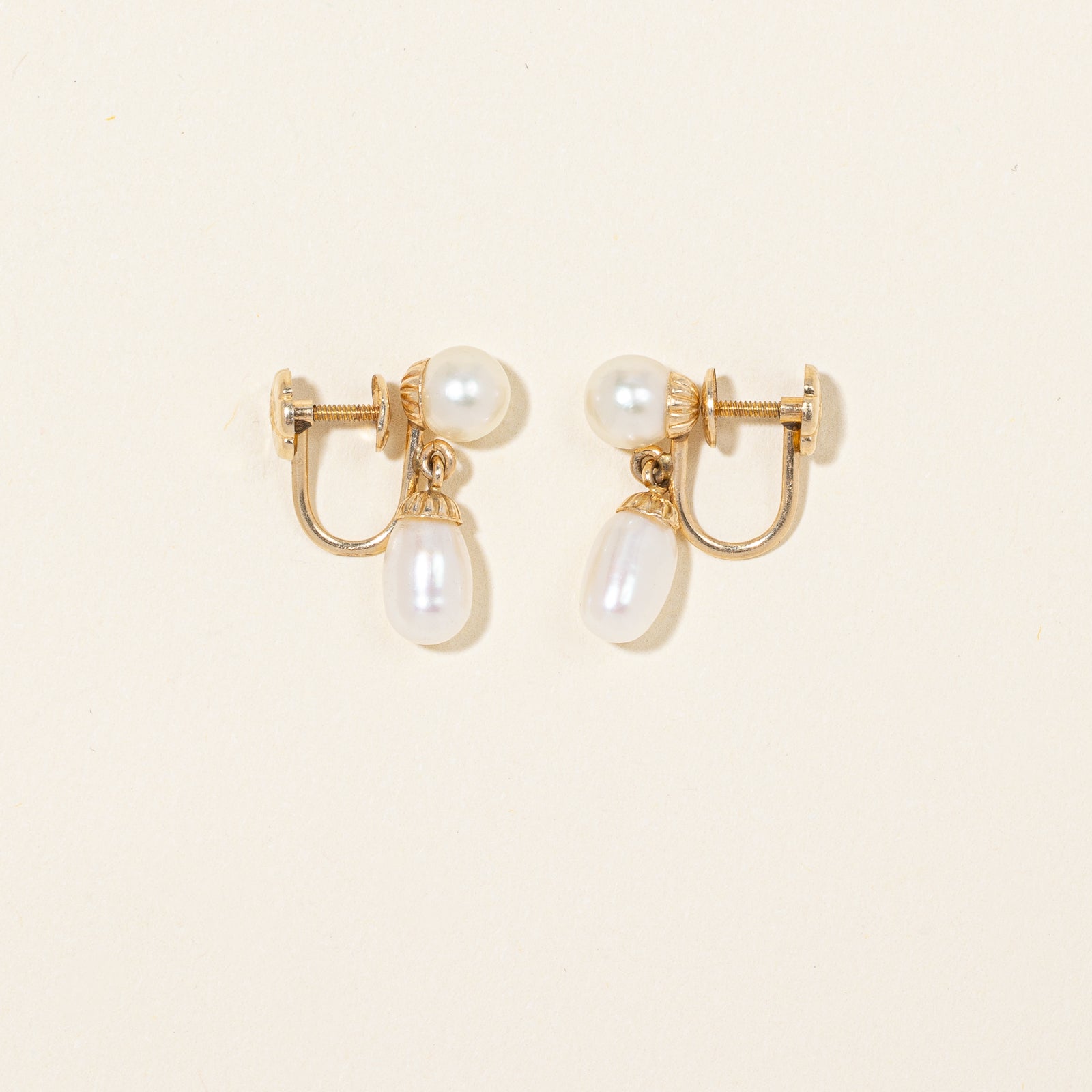 Pearl Drop Screw On Earrings
