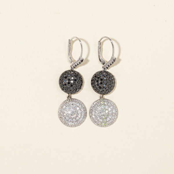 18K White Gold Black and White Diamond Earrings | 4.24ctw