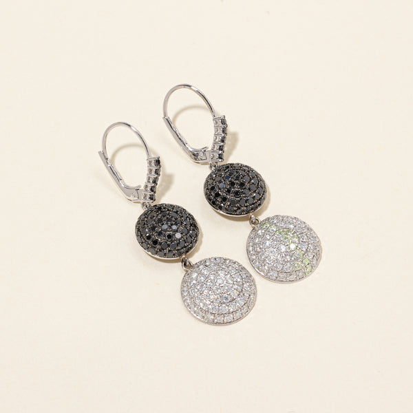 18K White Gold Black and White Diamond Earrings | 4.24ctw