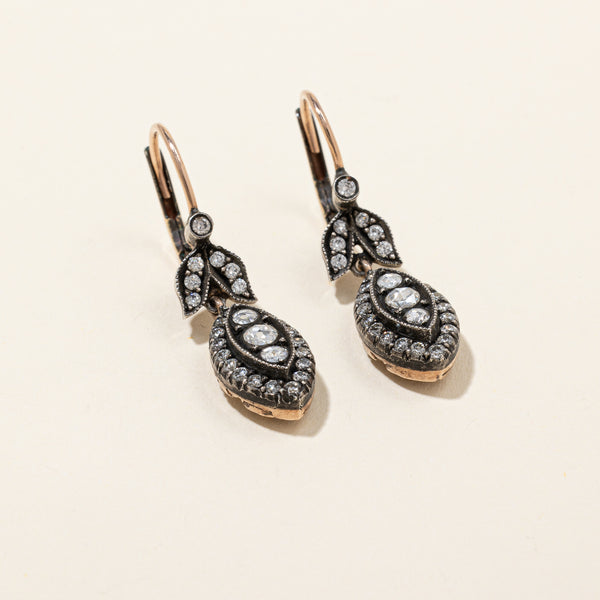 Georgian Style Rose Cut Diamond Drop Earrings | 1.10 ctw |