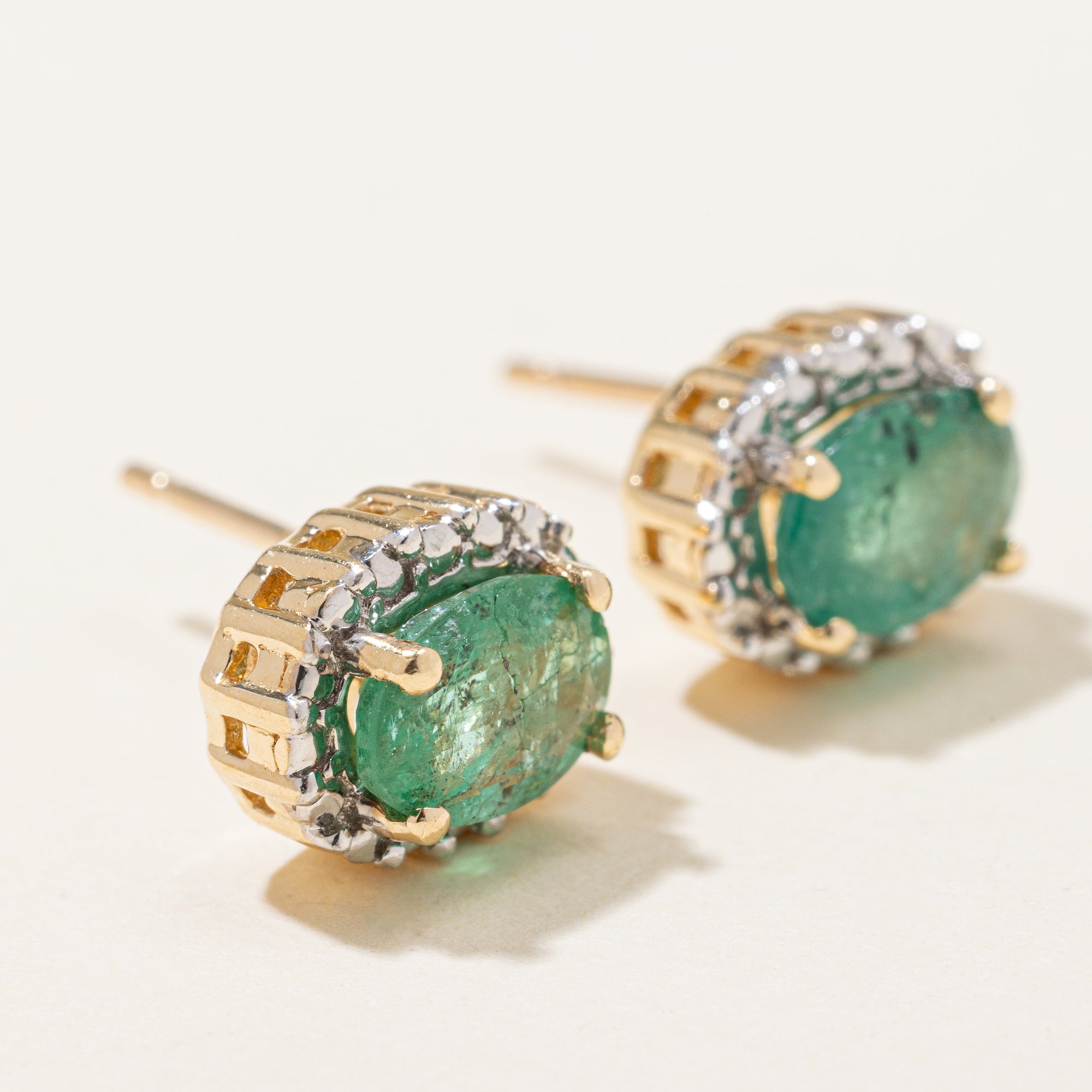 Illusion Set Emerald Earrings | 1.00ctw |