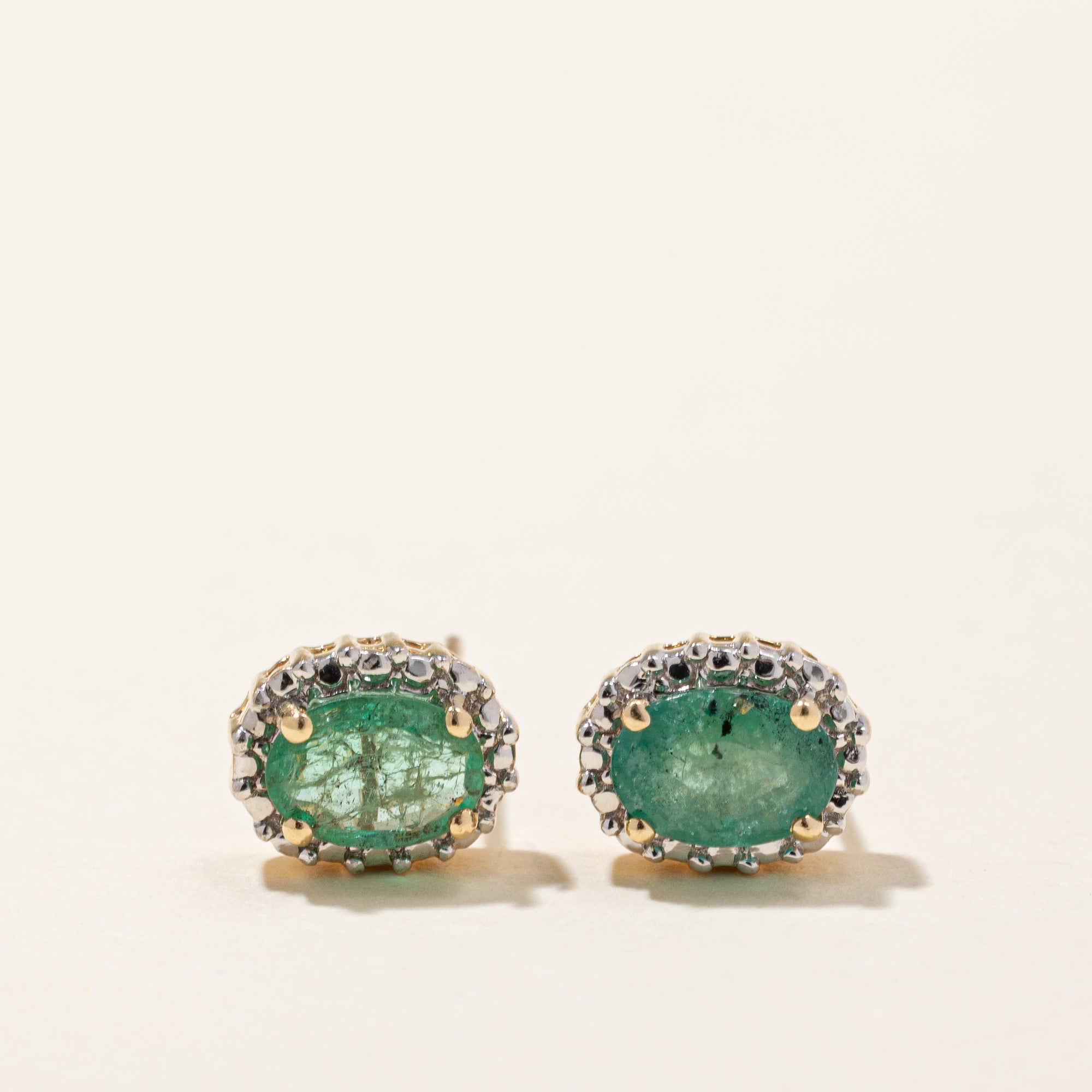 Illusion Set Emerald Earrings | 1.00ctw |