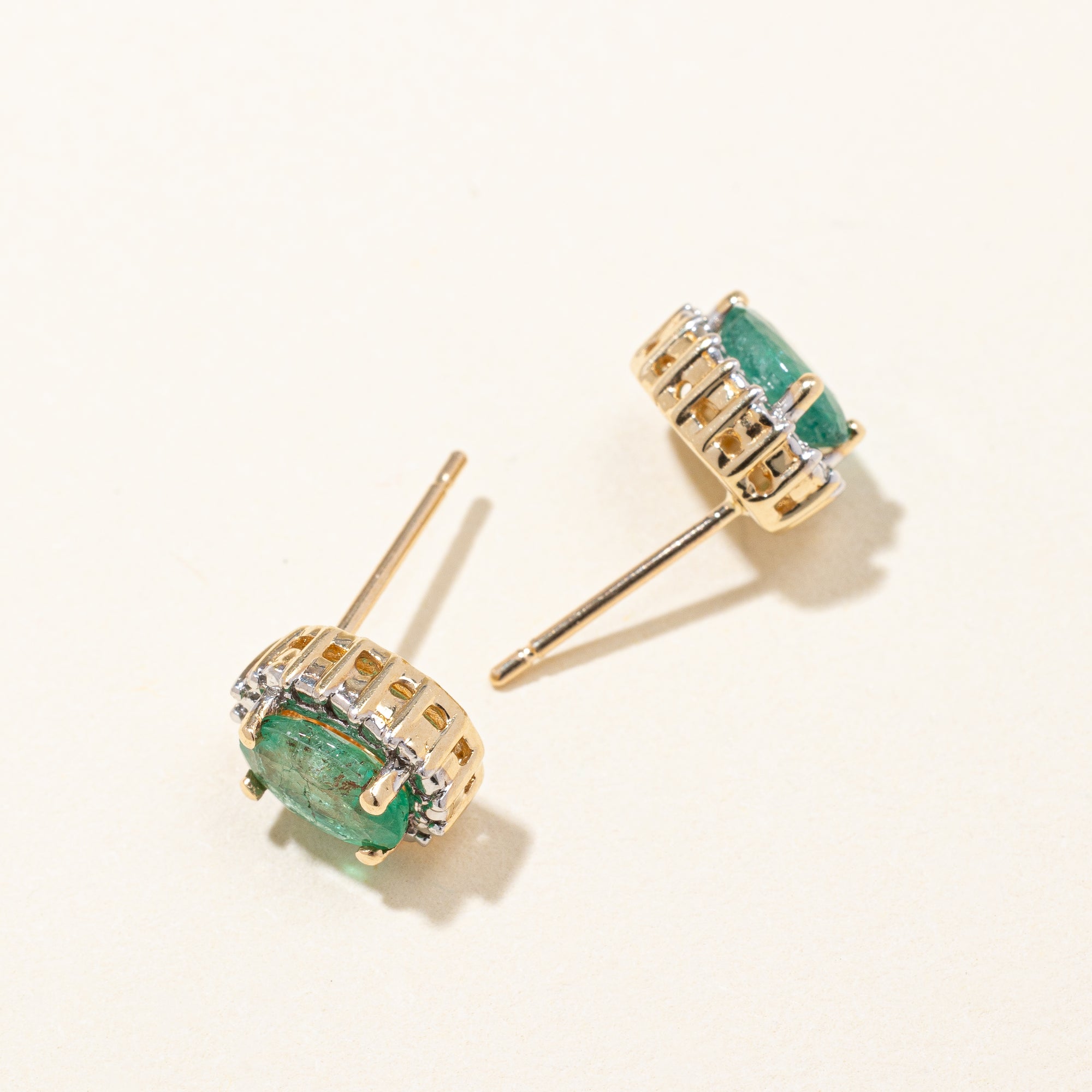 Illusion Set Emerald Earrings | 1.00ctw |