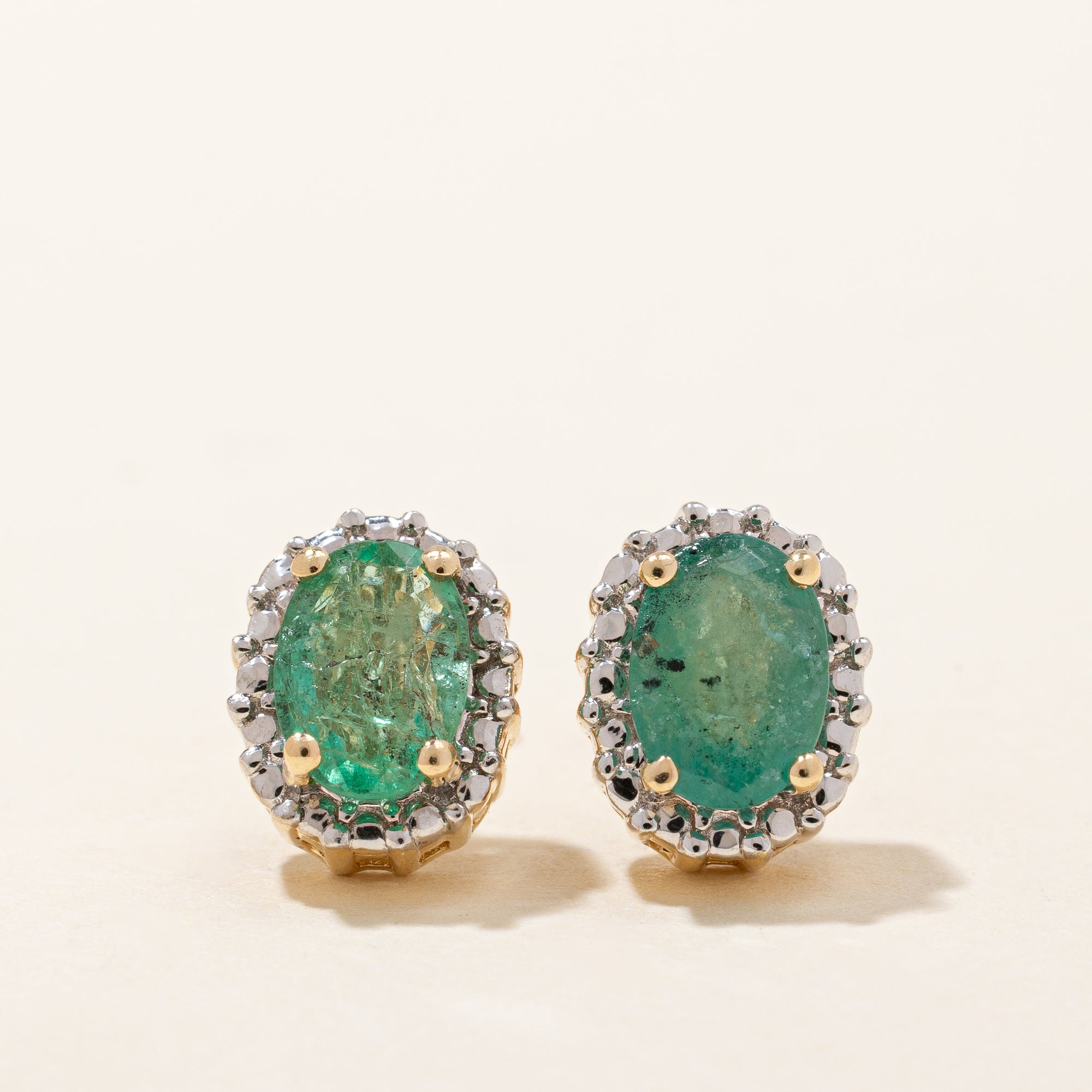 Illusion Set Emerald Earrings | 1.00ctw |