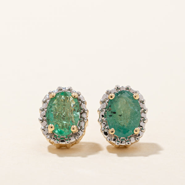 Illusion Set Emerald Earrings | 1.00ctw |