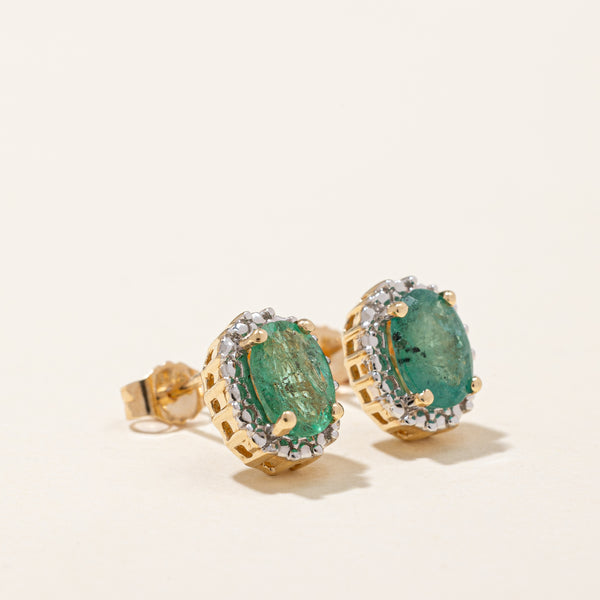 Illusion Set Emerald Earrings | 1.00ctw |