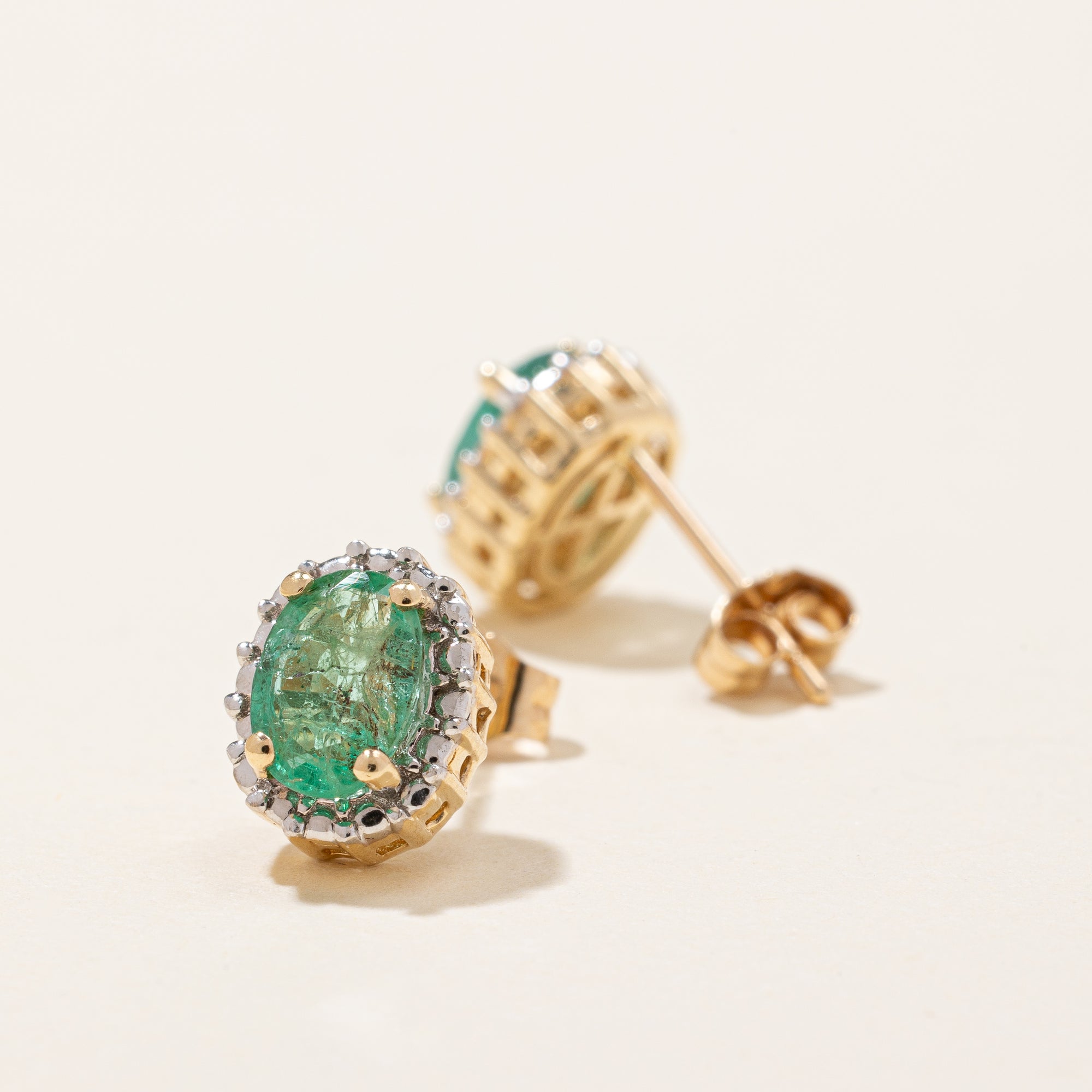 Illusion Set Emerald Earrings | 1.00ctw |