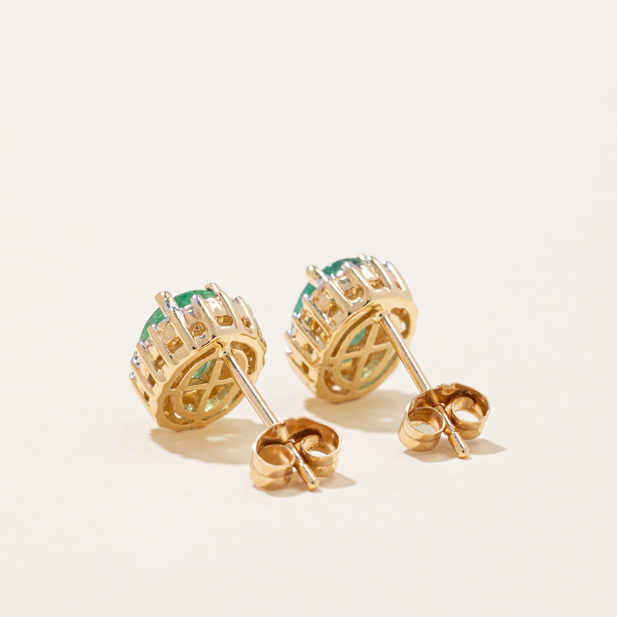 Illusion Set Emerald Earrings | 1.00ctw |