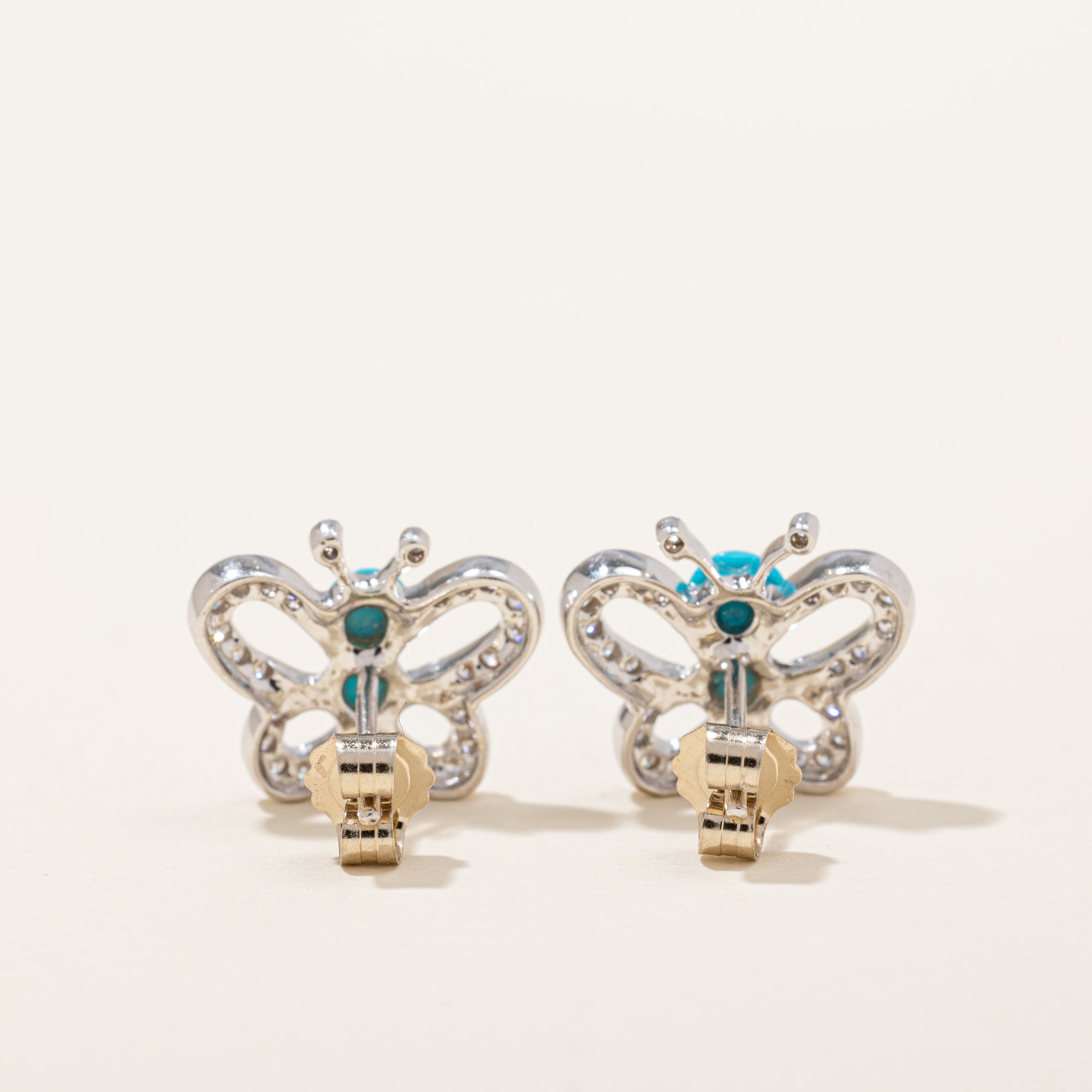 Simulant Turquoise & Diamond Butterfly Earrings | 0.60ctw, 0.25ctw |