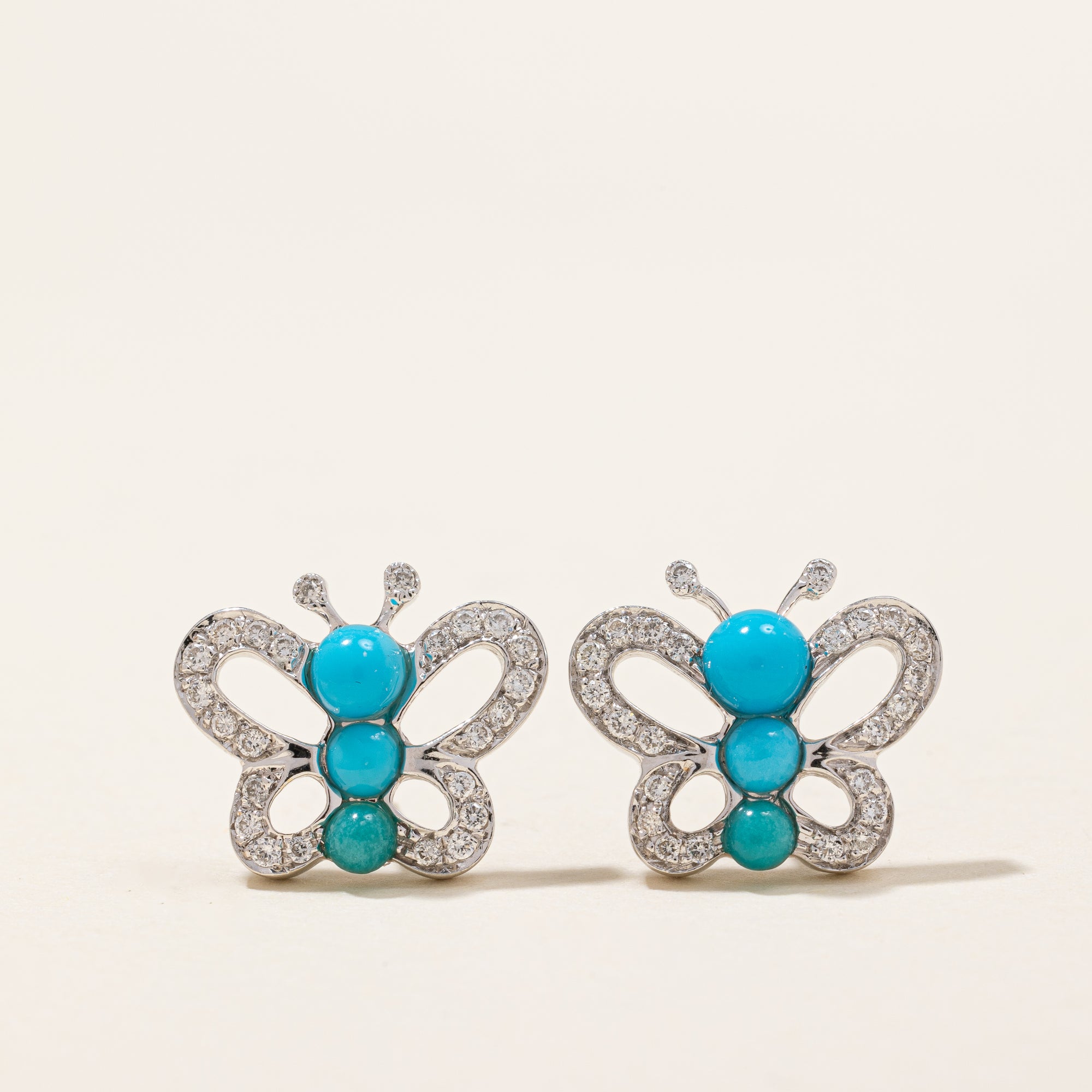 Simulant Turquoise & Diamond Butterfly Earrings | 0.60ctw, 0.25ctw |