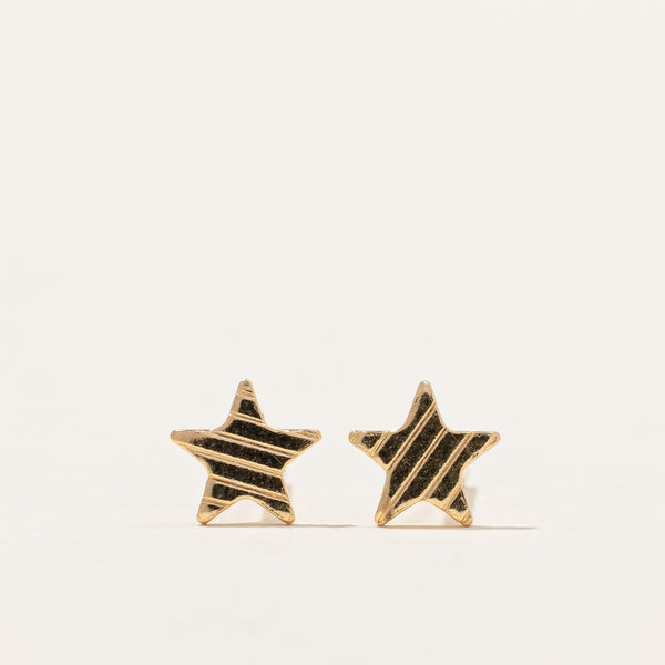 18k Yellow Gold Star Earrings