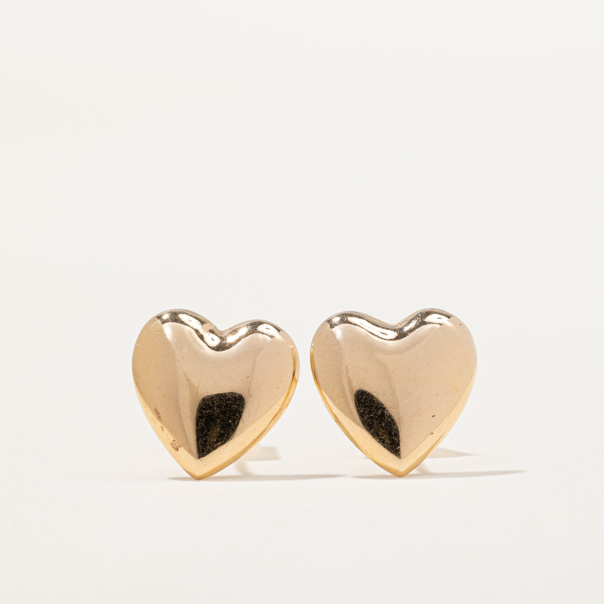 14k Yellow Gold Heart Earrings