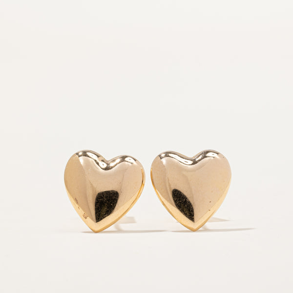 14k Yellow Gold Heart Earrings