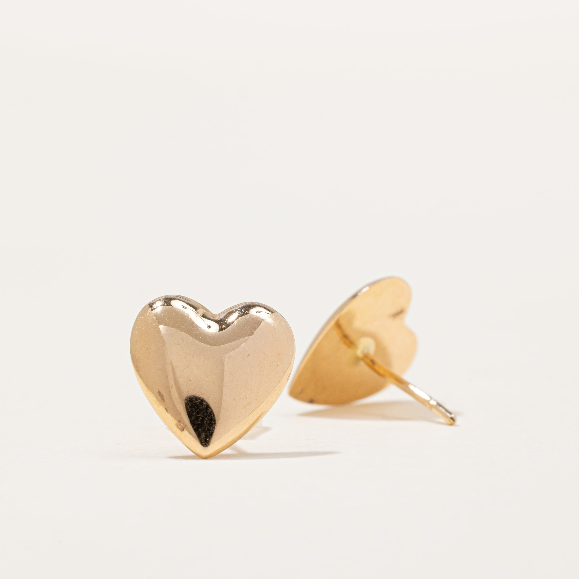 14k Yellow Gold Heart Earrings