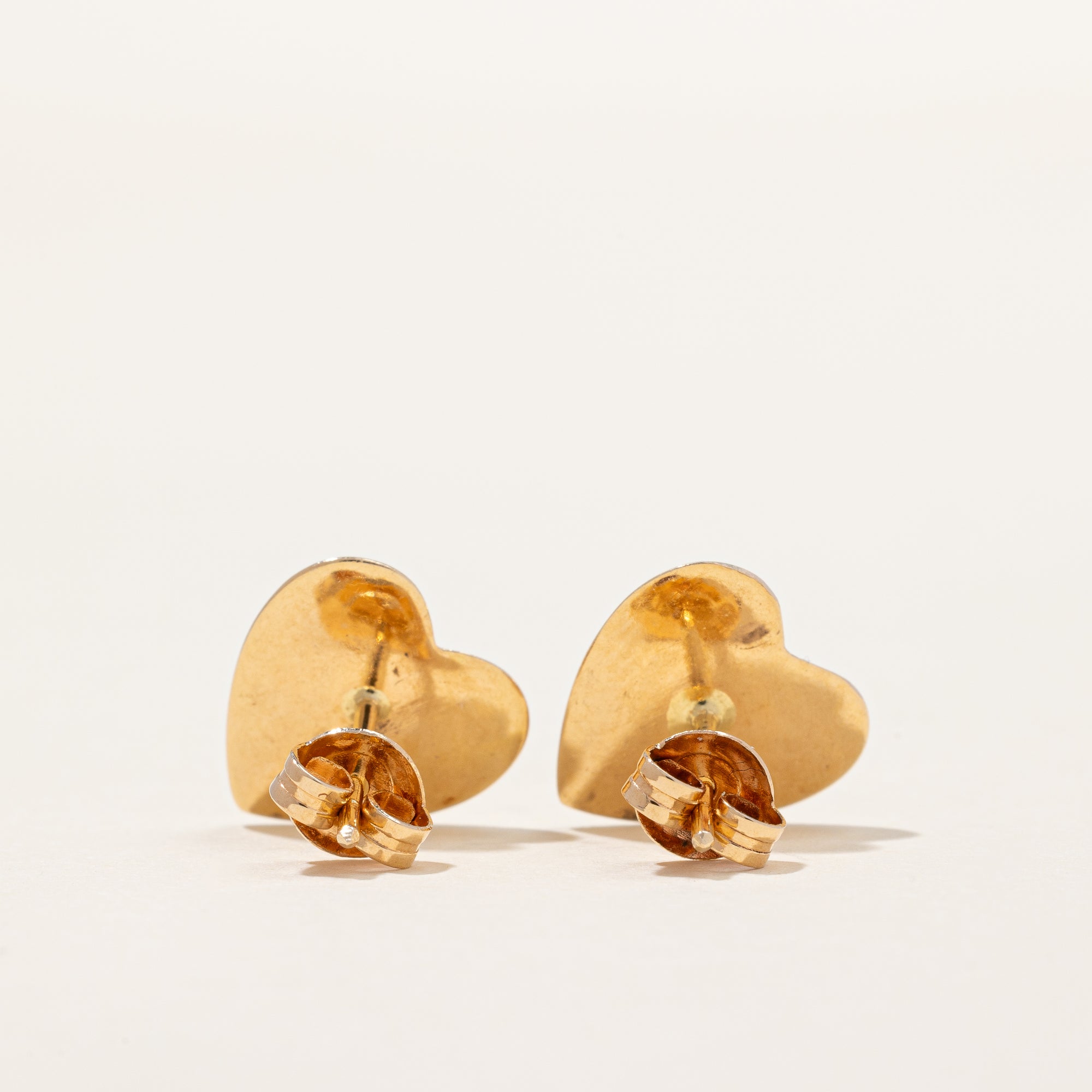 14k Yellow Gold Heart Earrings