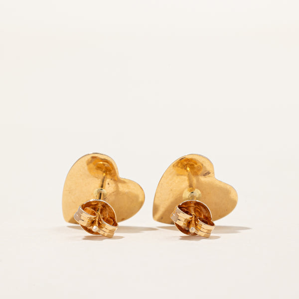 14k Yellow Gold Heart Earrings