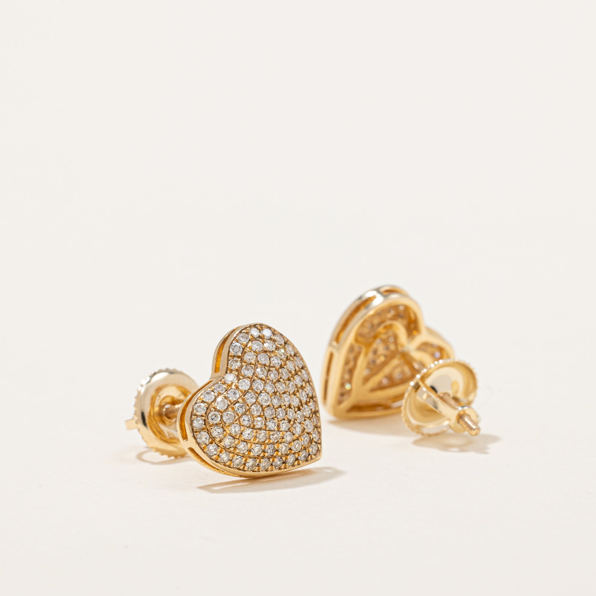 Pave Set Diamond Heart Earrings | 0.50ctw |