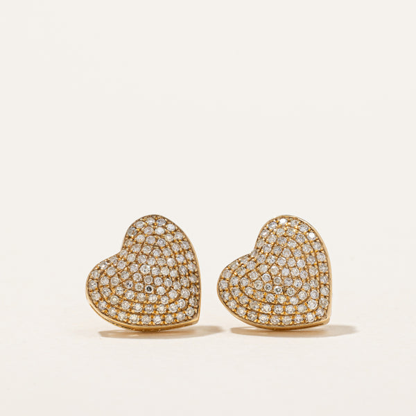 Pave Set Diamond Heart Earrings | 0.50ctw |