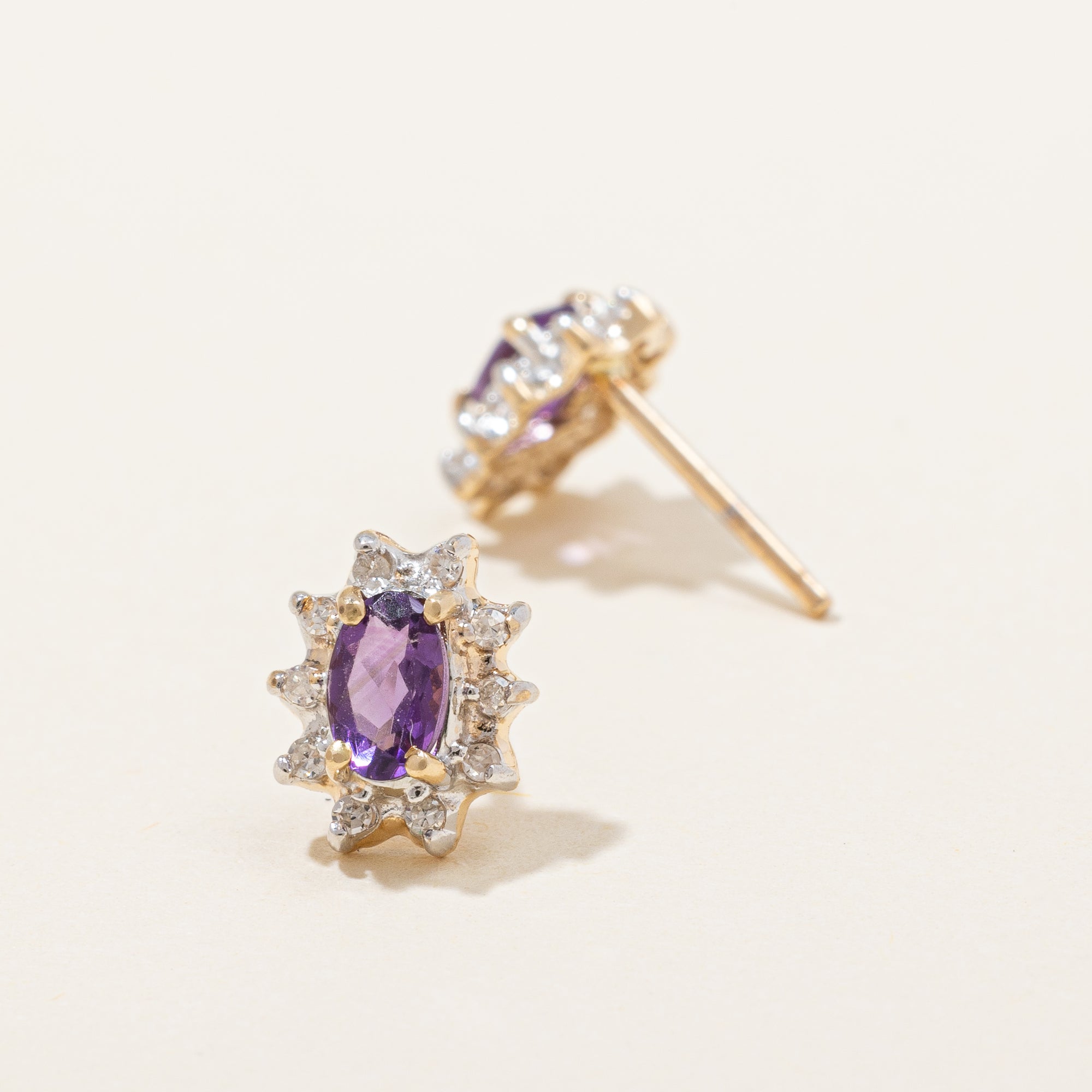 Amethyst & Diamond Earrings | 0.30ctw, 0.10ctw |