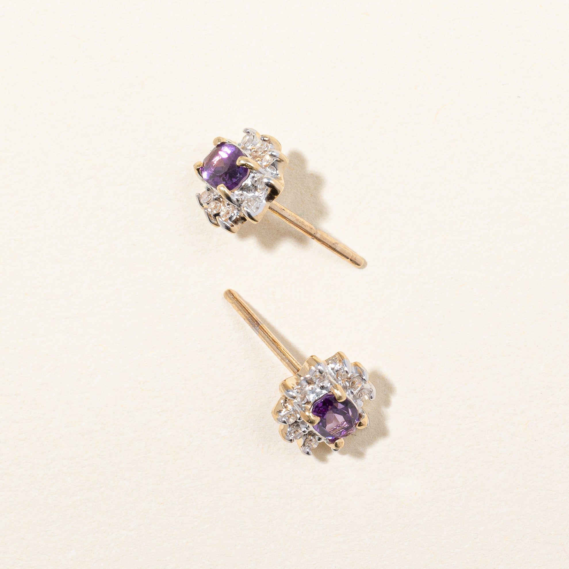 Amethyst & Diamond Earrings | 0.30ctw, 0.10ctw |