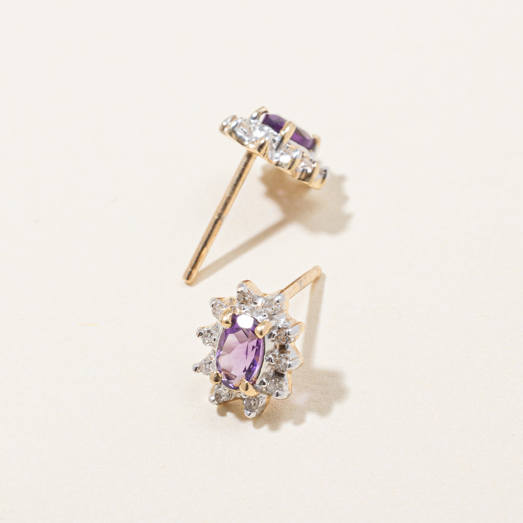 Amethyst & Diamond Earrings | 0.30ctw, 0.10ctw |