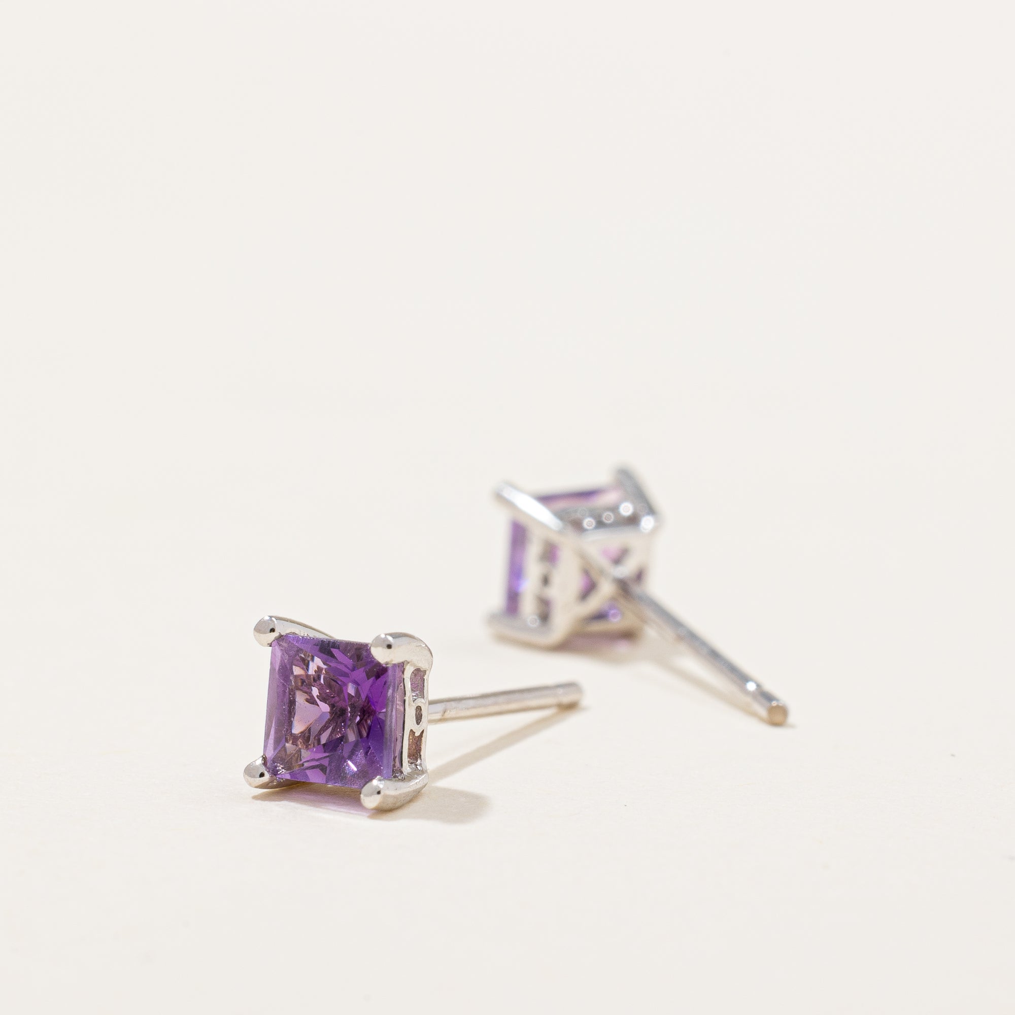 Square Cut Amethyst Earrings | 0.50ctw |