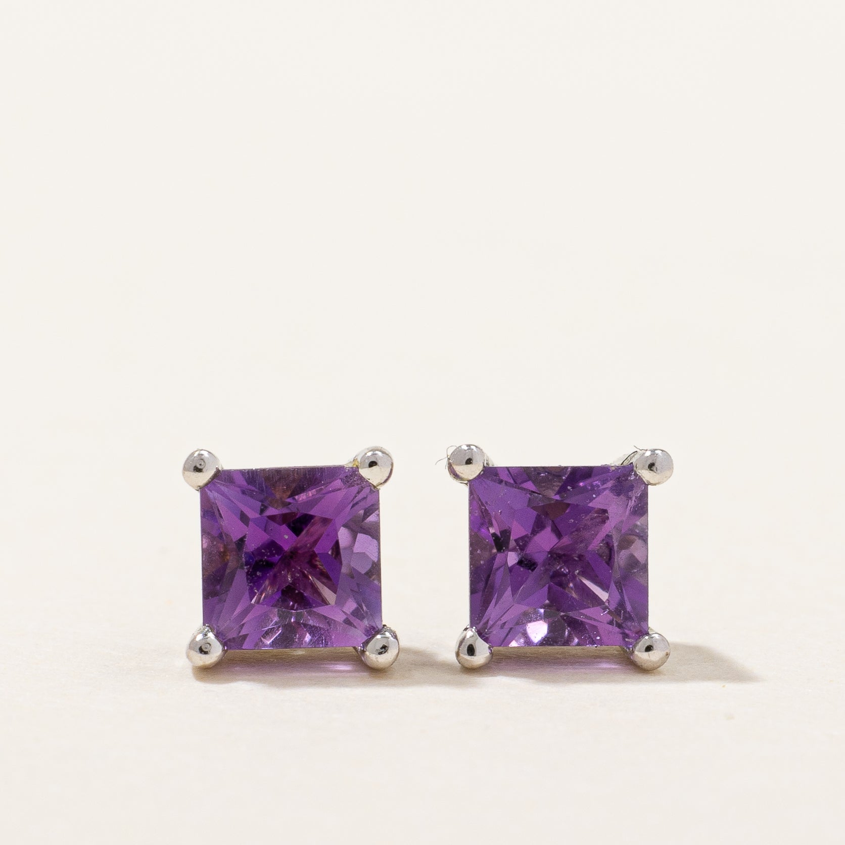 Square Cut Amethyst Earrings | 0.50ctw |