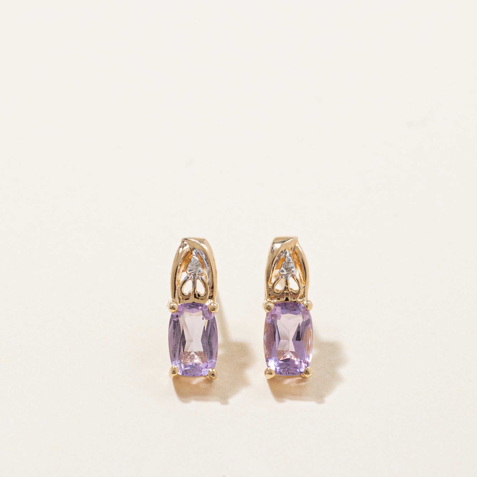 Amethyst & Diamond Earrings | 0.70ctw, 0.01ctw |