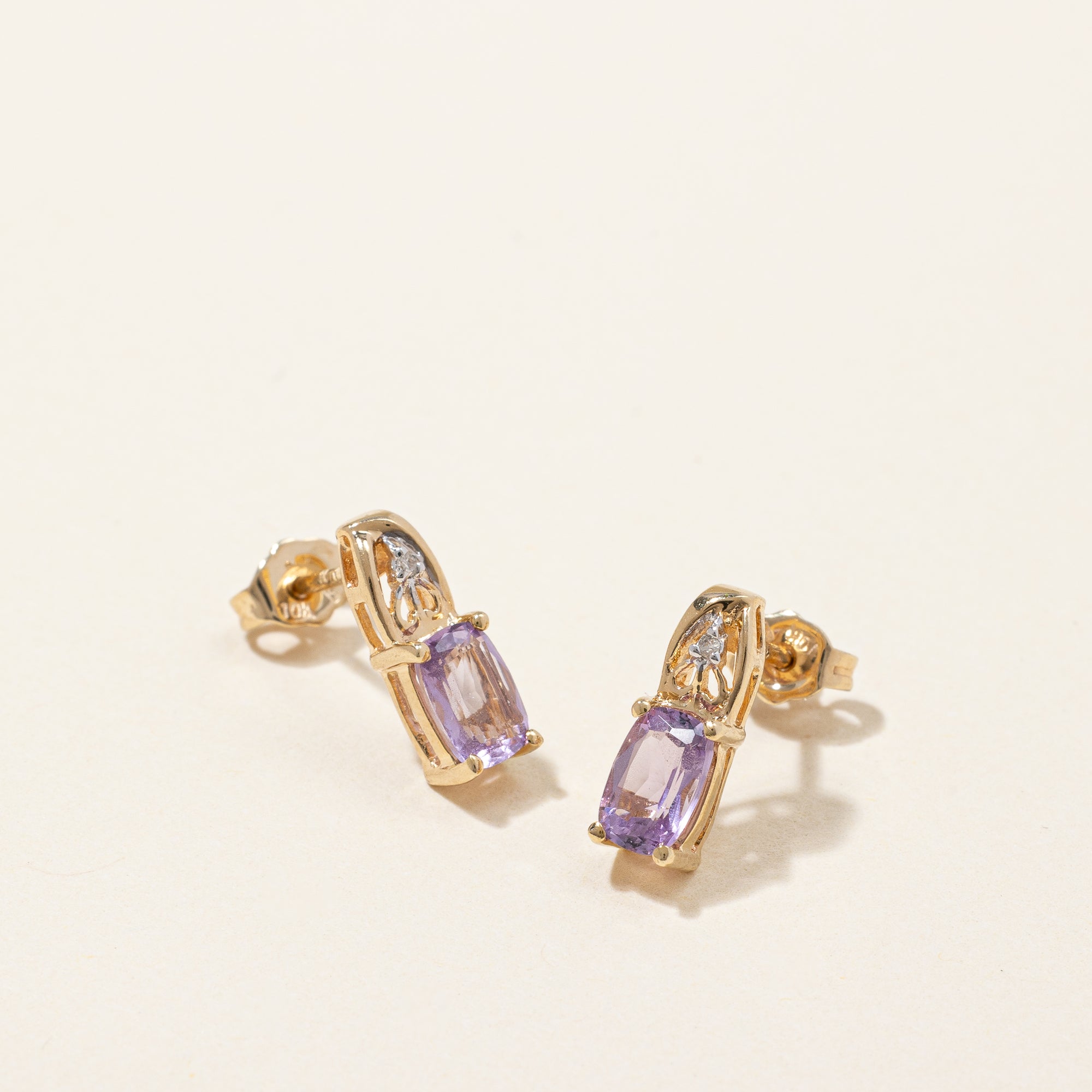 Amethyst & Diamond Earrings | 0.70ctw, 0.01ctw |