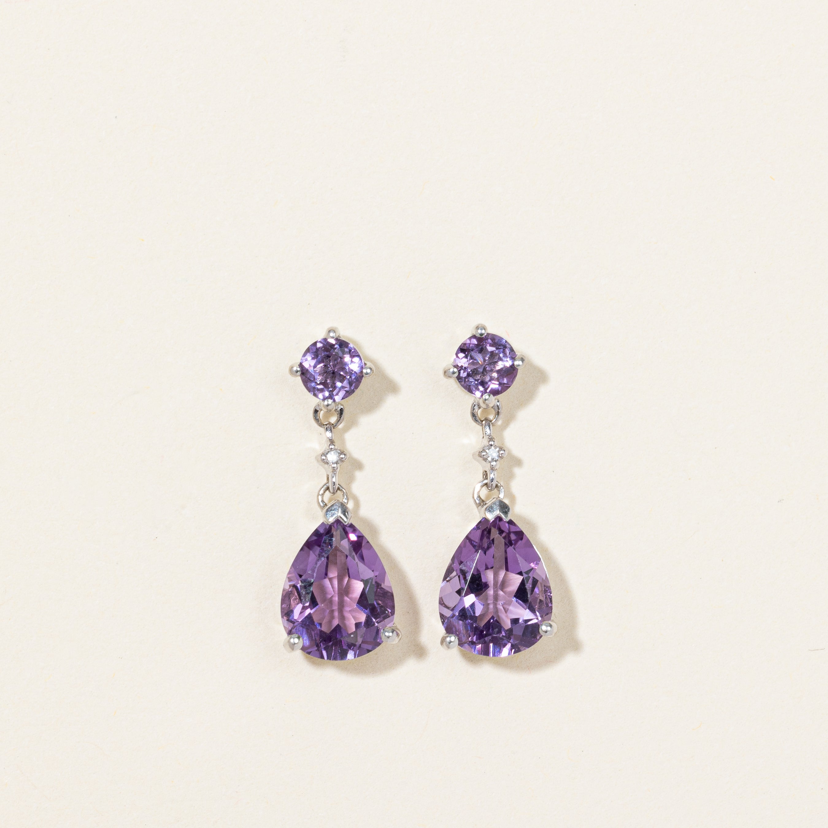 Boucles d'oreilles pendantes en améthyste | 3,00 ct | 