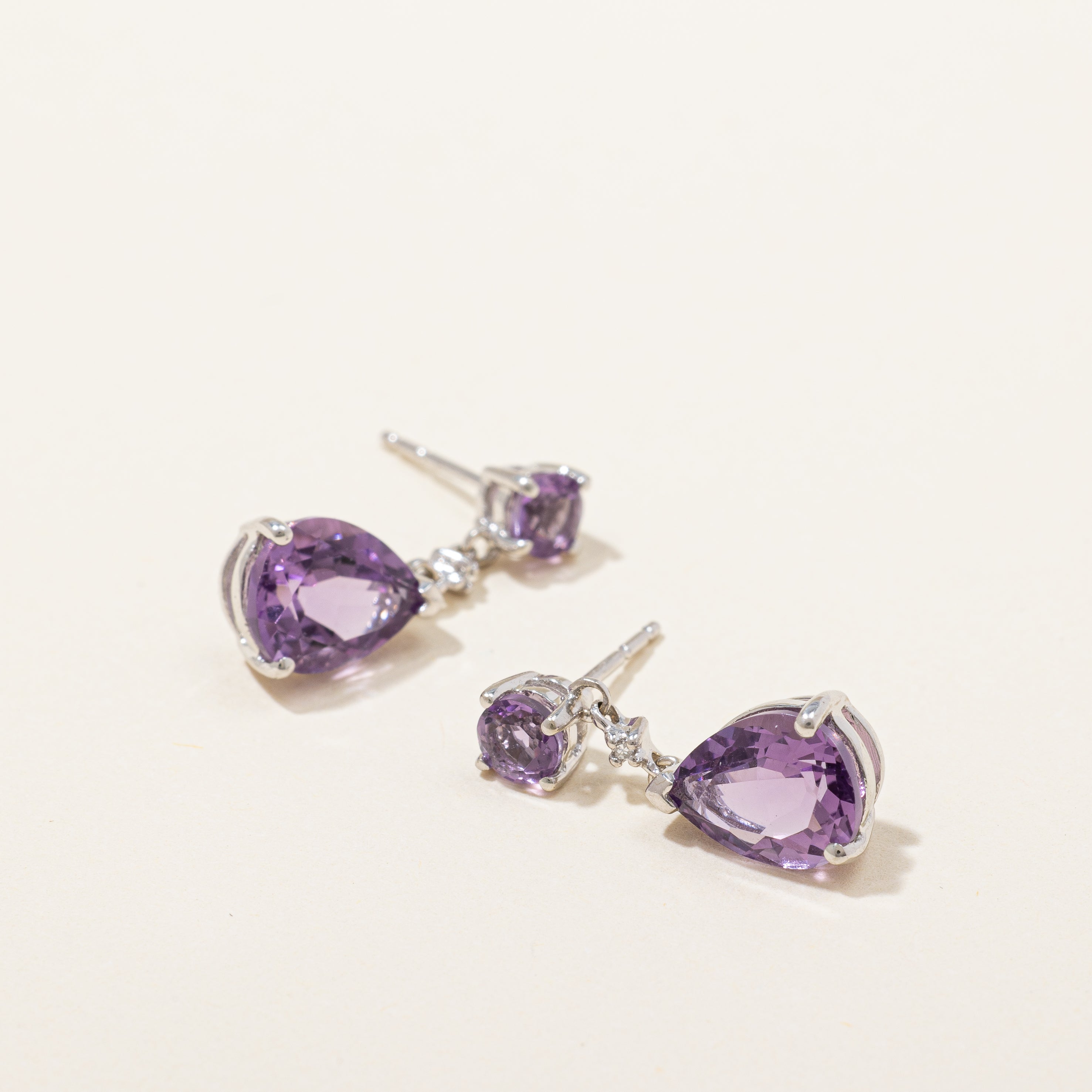 Boucles d'oreilles pendantes en améthyste | 3,00 ct | 
