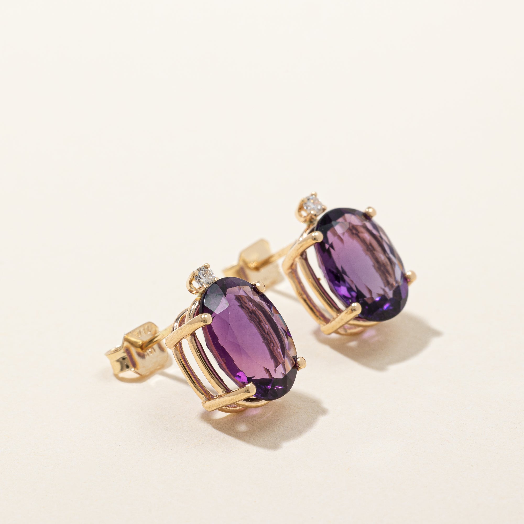 Amethyst & Diamonds Earrings | 4.50ctw, 0.06ctw |