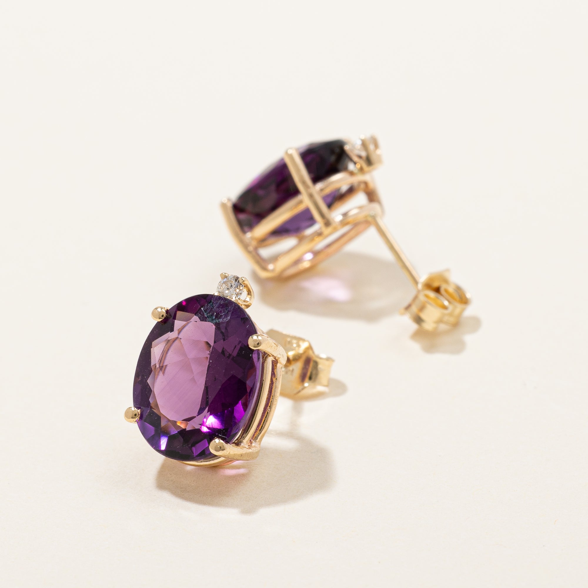 Amethyst & Diamonds Earrings | 4.50ctw, 0.06ctw |