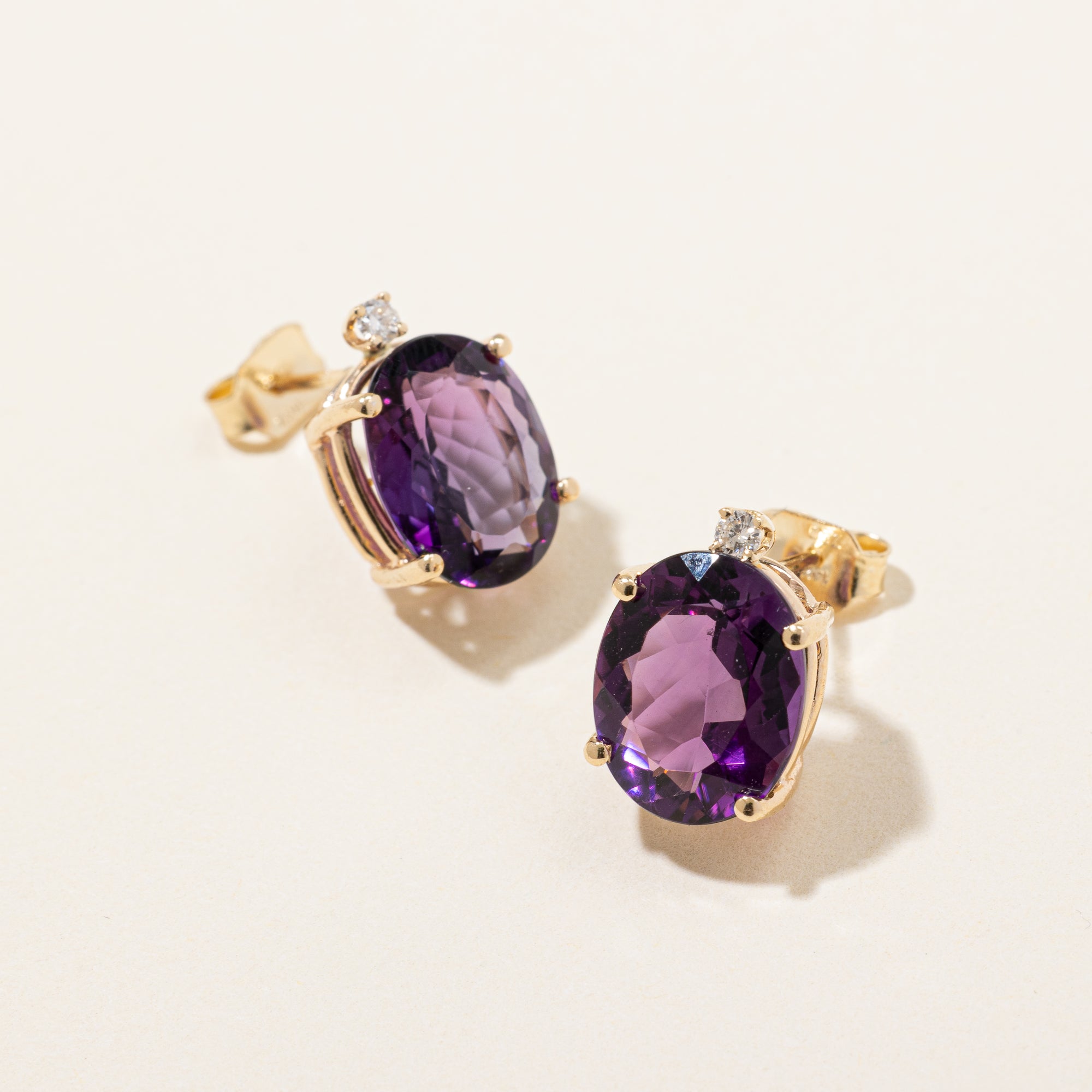 Amethyst & Diamonds Earrings | 4.50ctw, 0.06ctw |