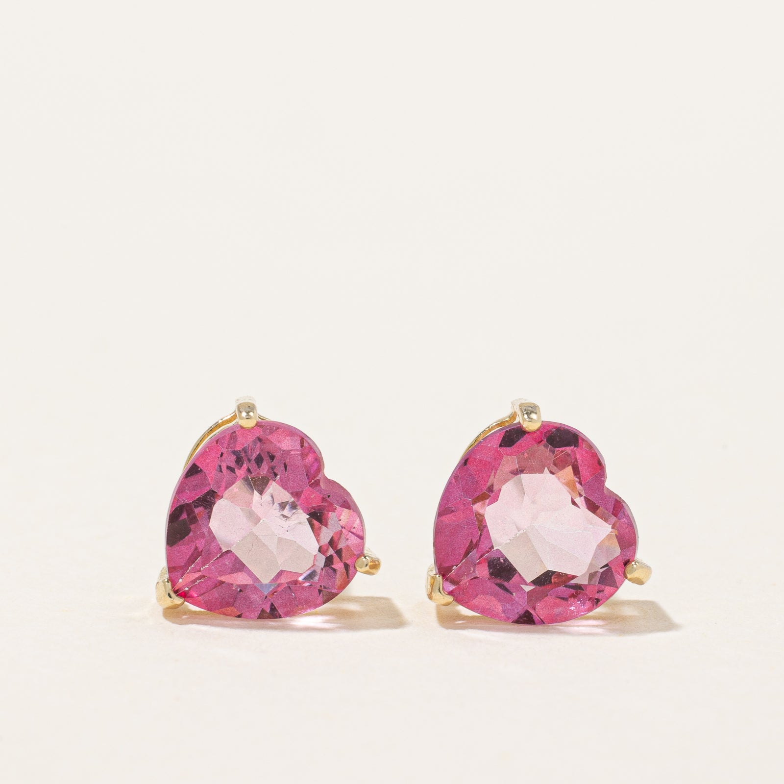 Heart Shaped Pink Topaz Earrings | 3.00ctw |