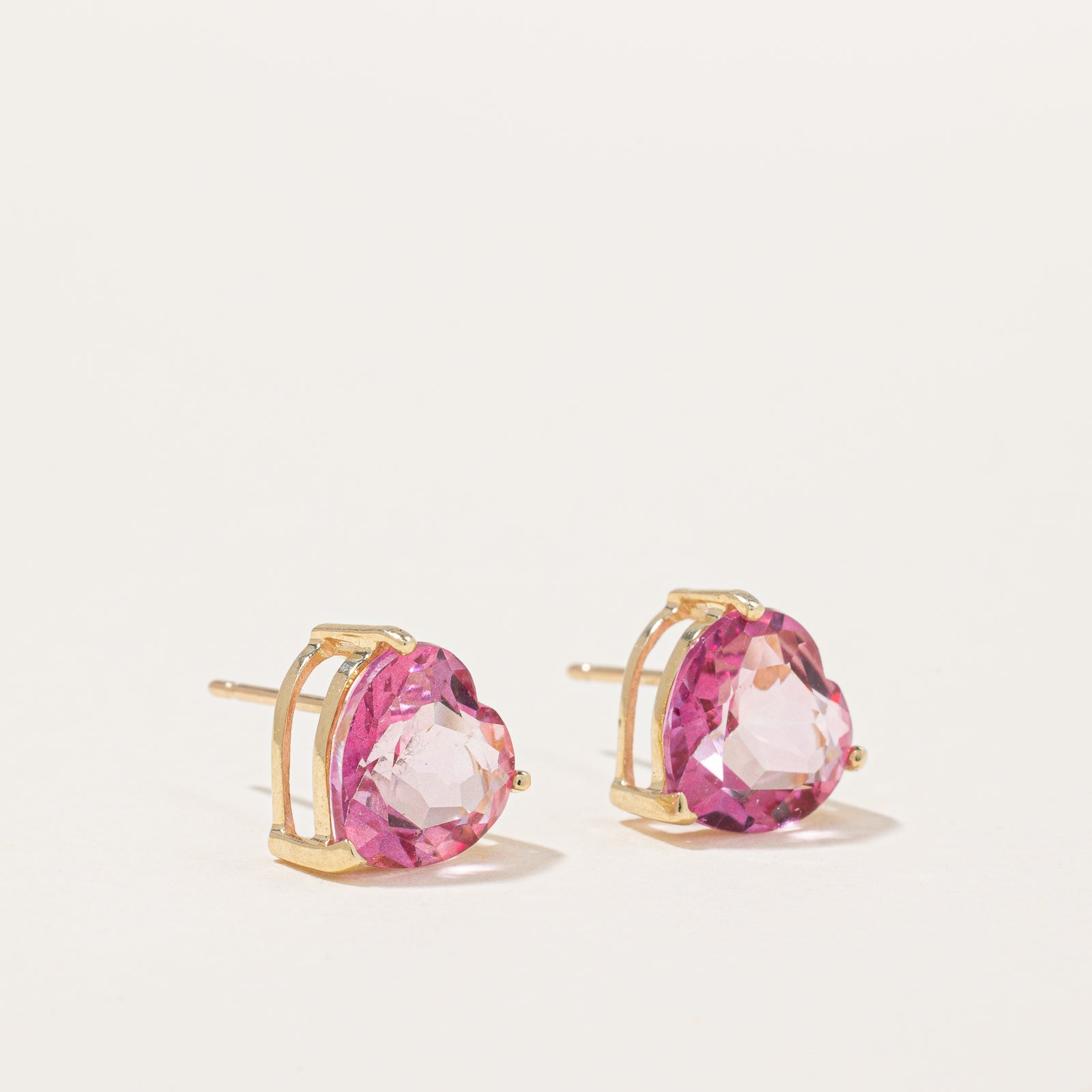 Heart Shaped Pink Topaz Earrings | 3.00ctw |