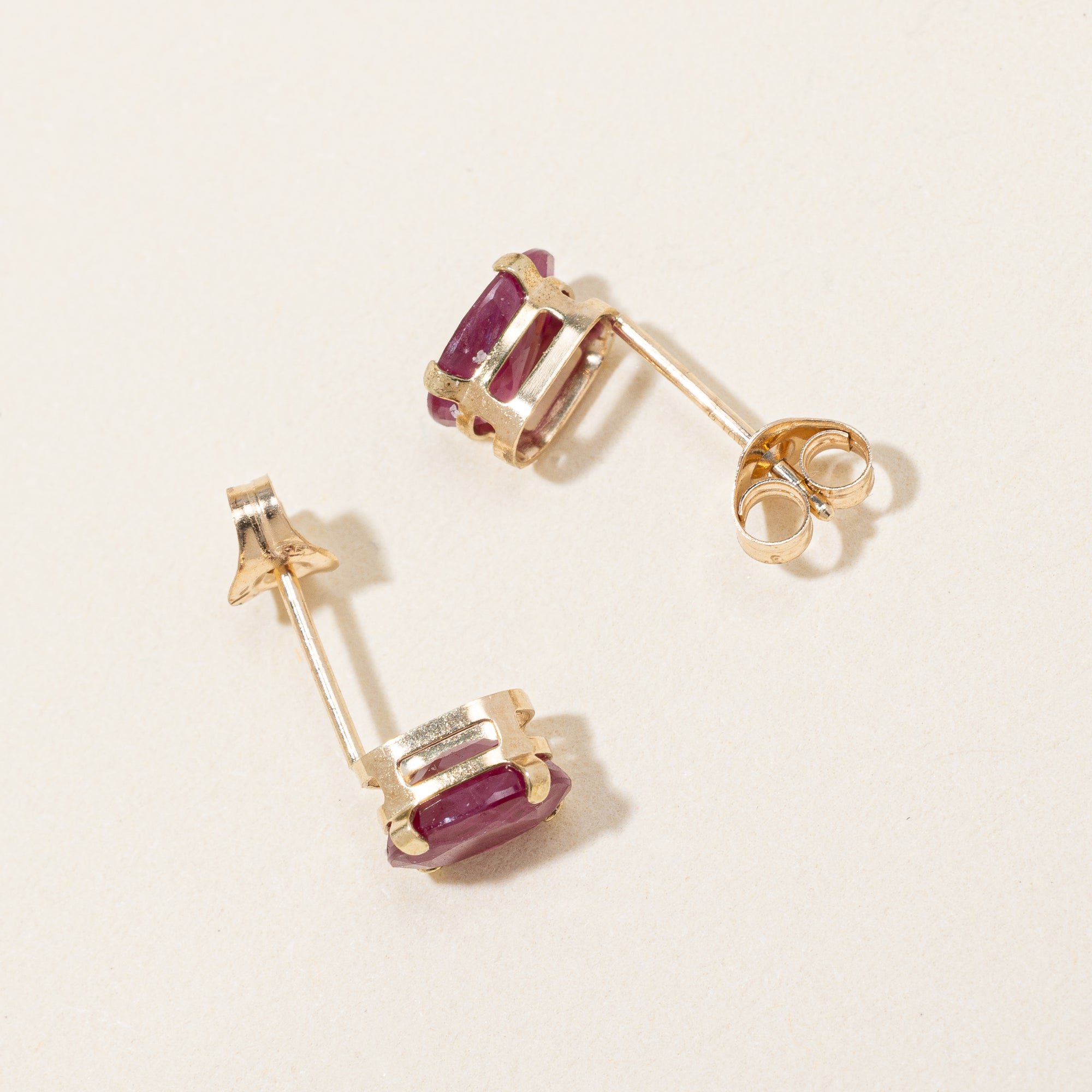 Synthetic Ruby Stud Earrings | 0.80ctw |