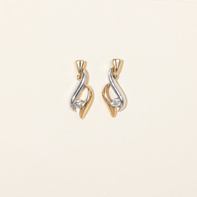 Diamond Two Tone Earrings | 0.15ctw |