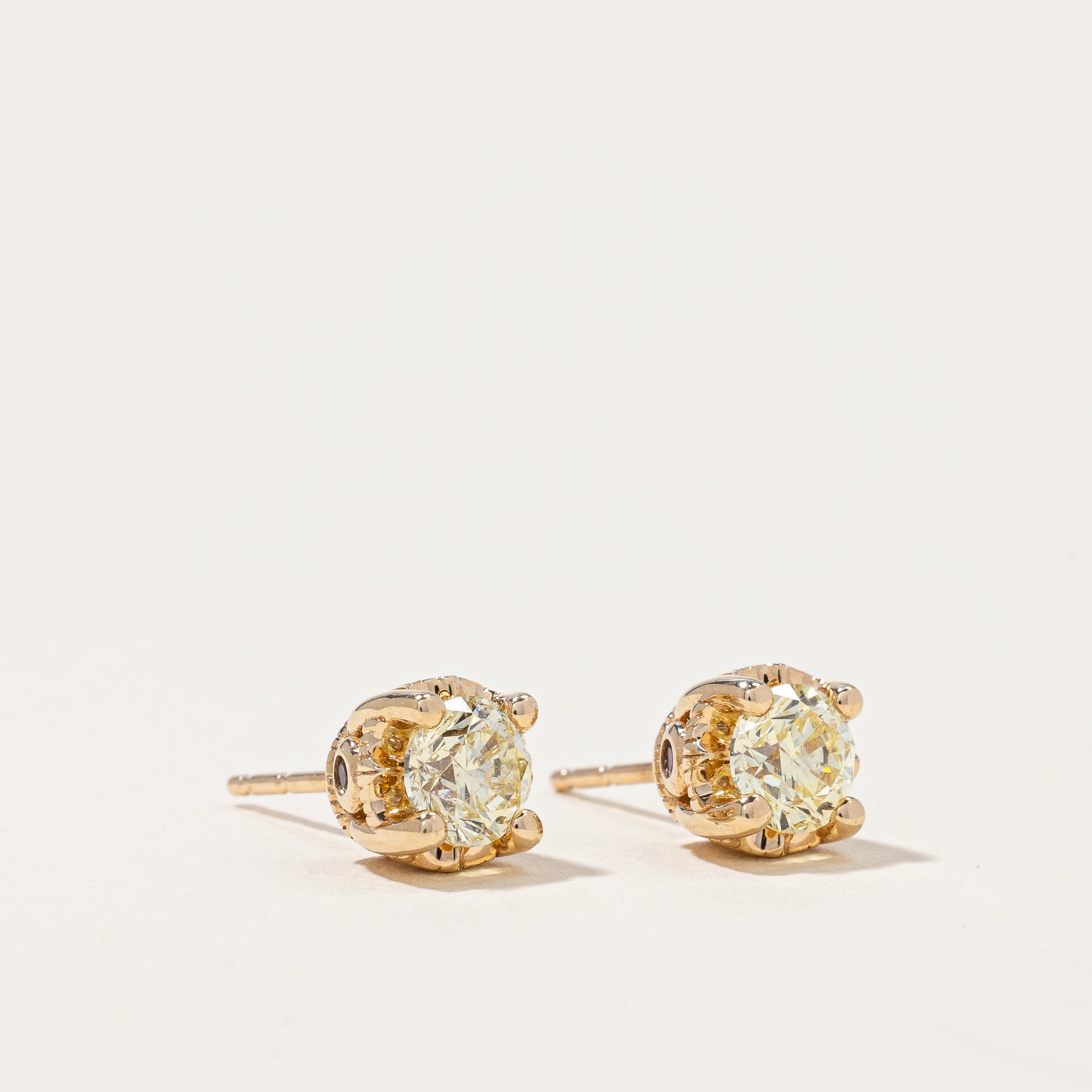 Diamond & Garnet Stud Earrings | 0.90ctw, 0.04ctw |