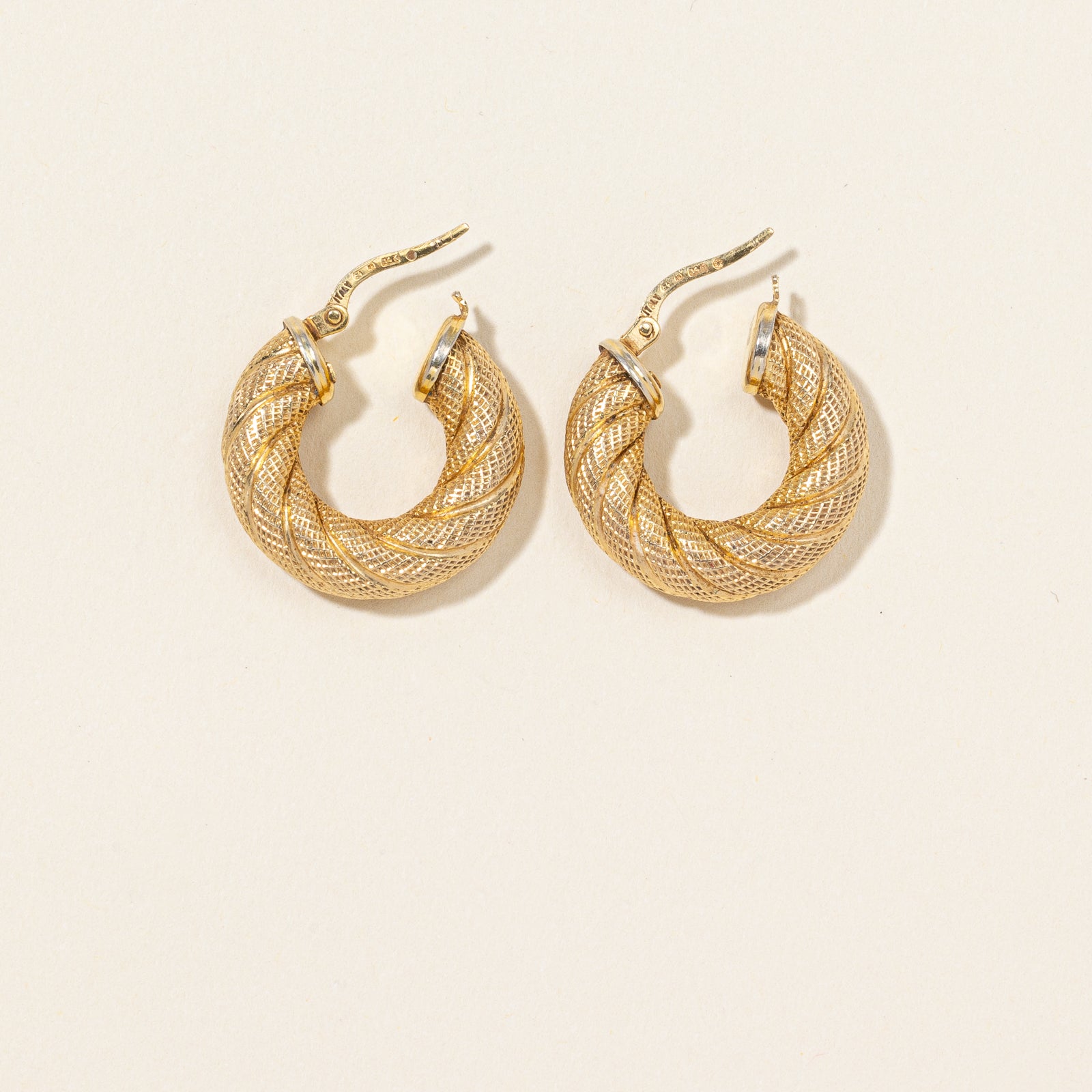 14k Yellow Gold Twist Hoop Earrings