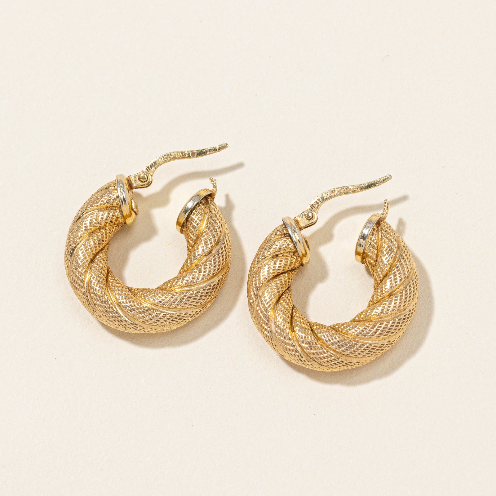 14k Yellow Gold Twist Hoop Earrings