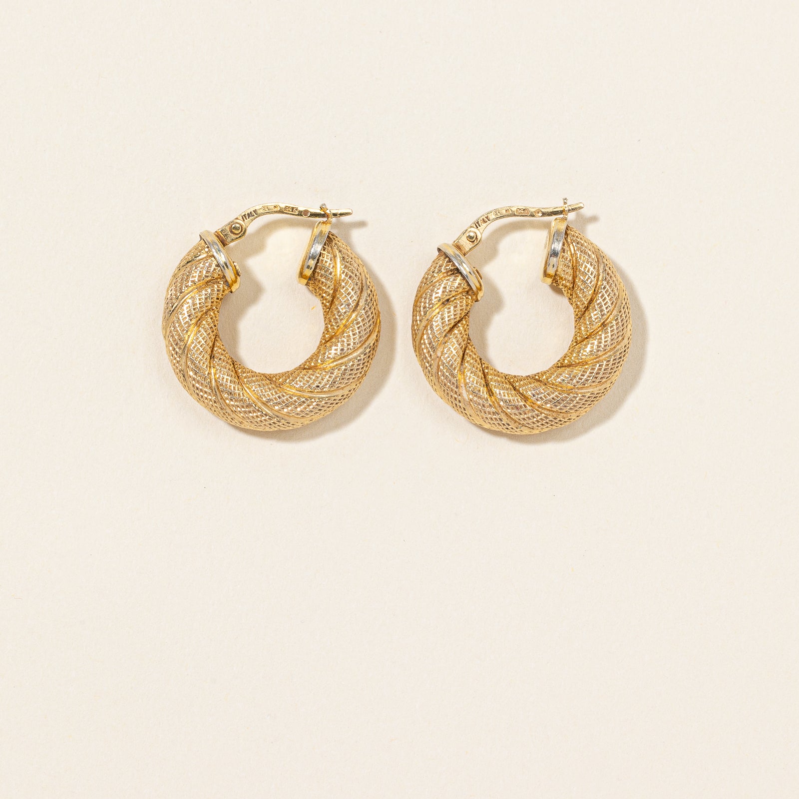 14k Yellow Gold Twist Hoop Earrings