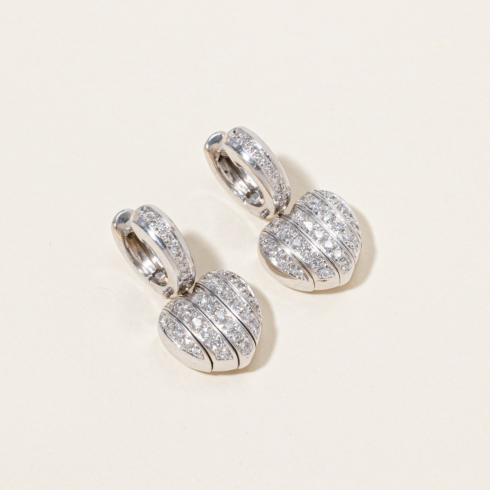 Diamond Drop Heart Hoop Earrings | 0.75ctw |