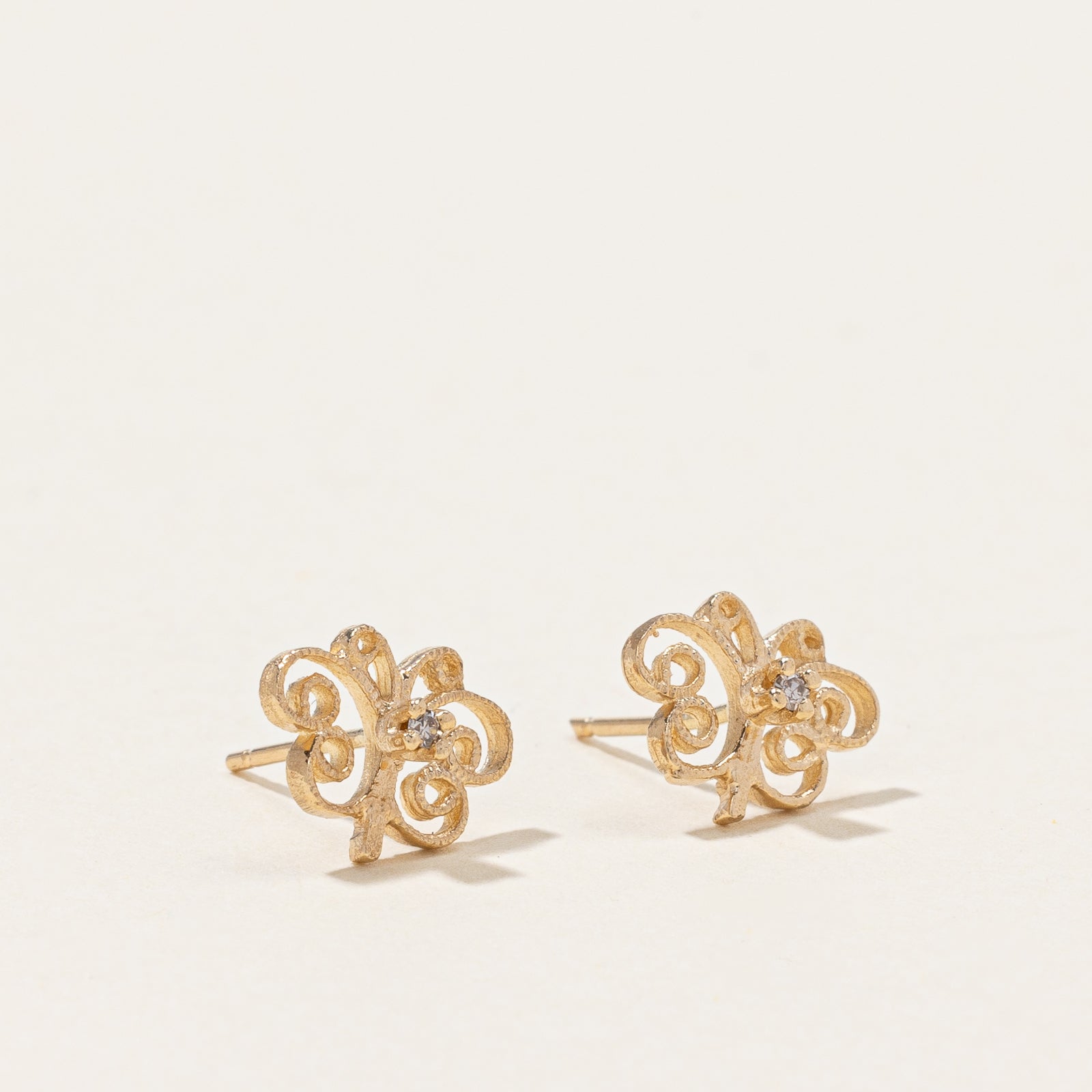 Butterfly Diamond Stud Earrings | 0.02ctw |