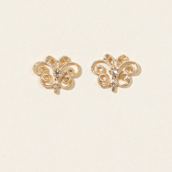 Butterfly Diamond Stud Earrings | 0.02ctw |