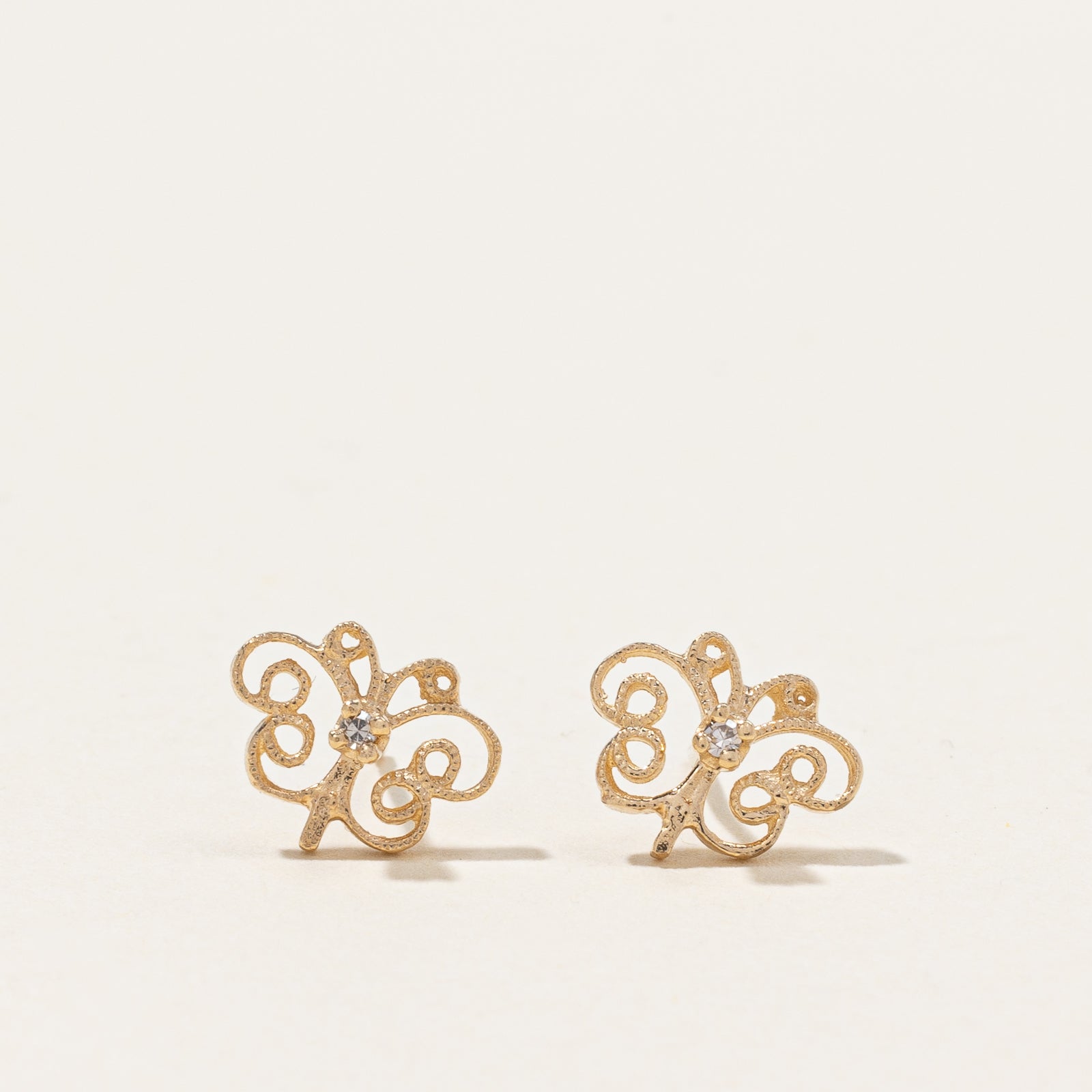 Butterfly Diamond Stud Earrings | 0.02ctw |