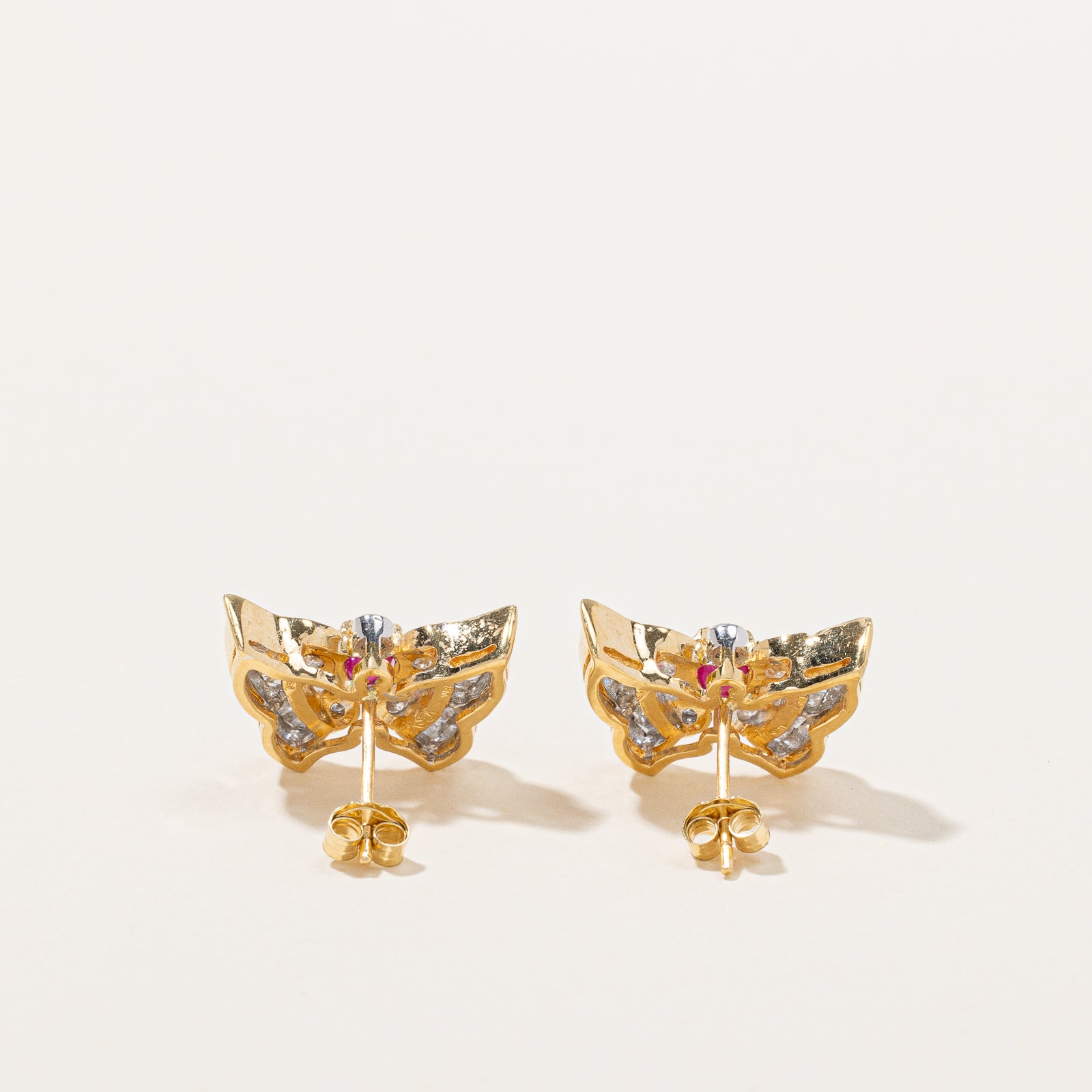 Diamond & Ruby Butterfly Earrings | 0.70ctw, 0.60ctw |